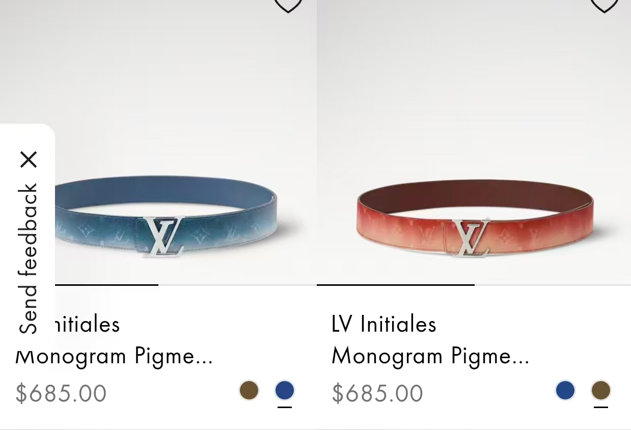 当季新款，双面设计，一腰带两风格- 正面：采用标志性Monogram老花图案，搭配棕褐渐变褪色笔触，灵感