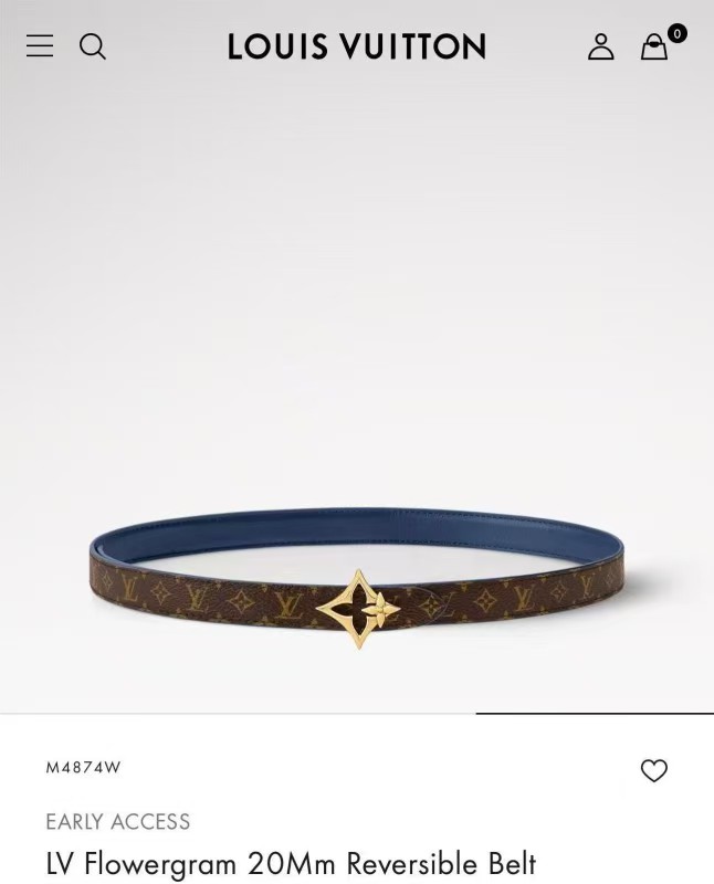 2026当季新款女士细腰带，适配裙装、裤装 正面：海军蓝色光滑小牛皮- 反面：经典Monogram老花涂