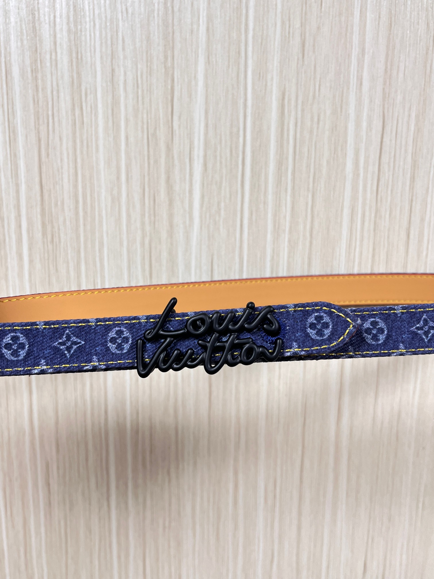 当季新款 - 牛仔篮Monogram 帆布材质 搭配复古做旧的老花印花另一面树高进口牛皮宽牛仔蓝布