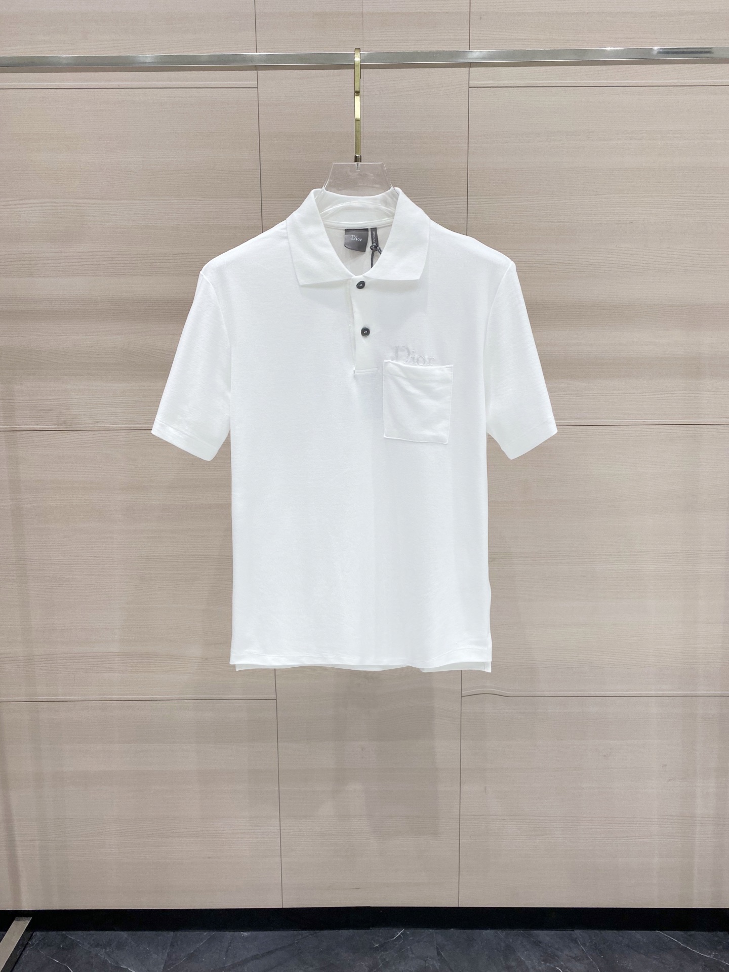 P135 Dior 2026SS nuevo polo de manga corta de algodón con solapa de primavera y verano, tejido de piqué de algodón, dec…