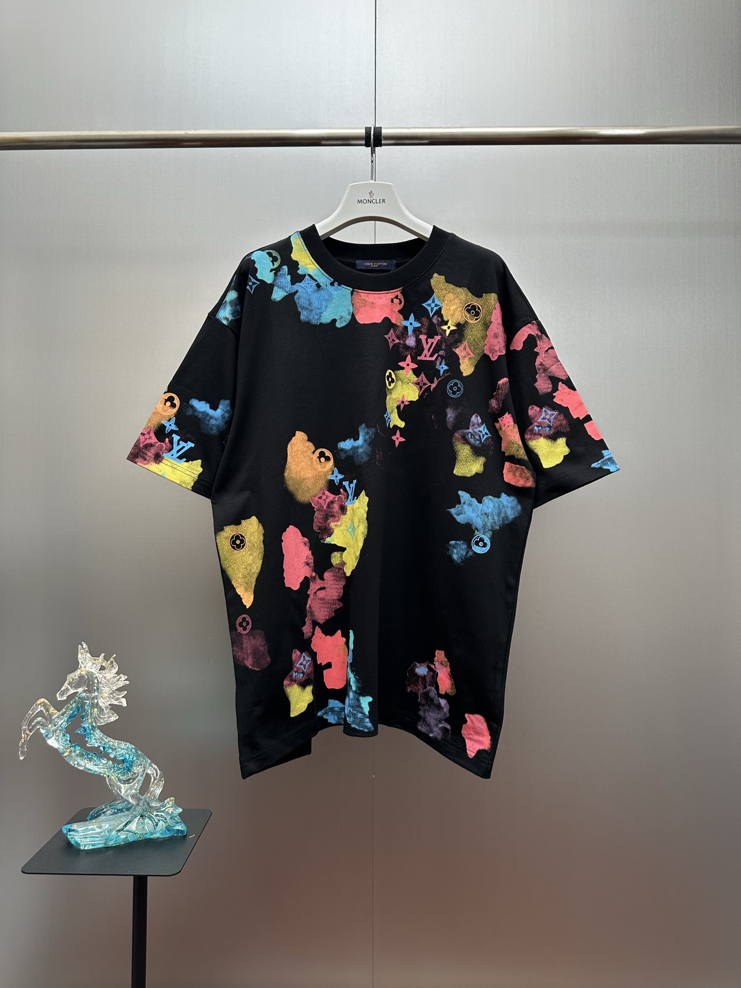 Camiseta de manga corta con estampado de tinta P95 LV Tejido de algodón puro pesado de 320 g, grueso y nítido, lavable …