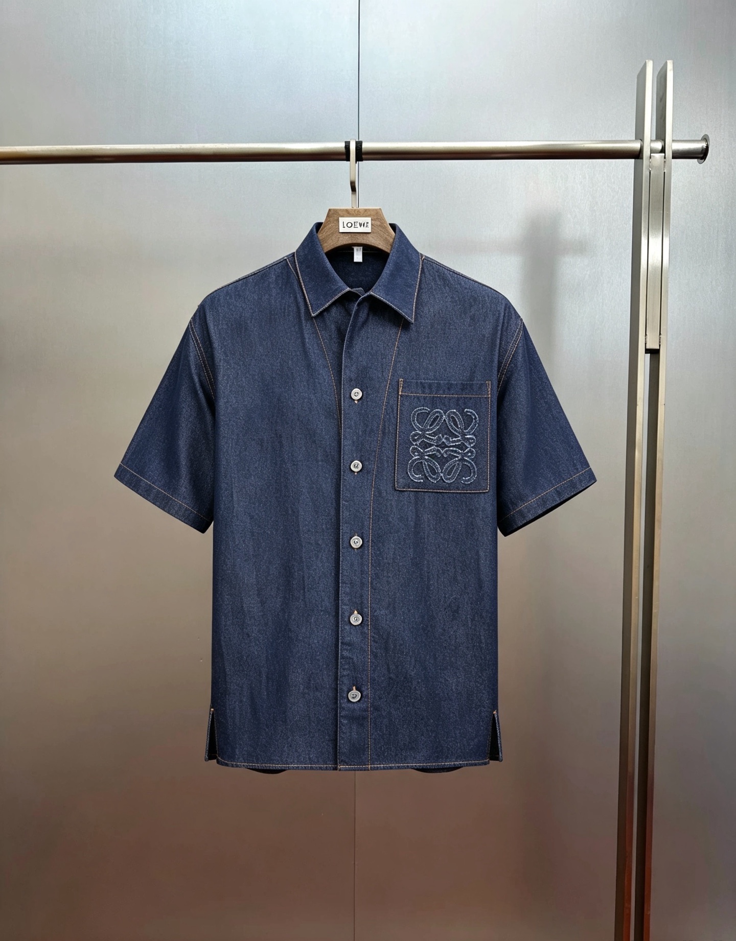 🔥P205@LOEWE 26FW Precollection Camisa vaquera de algodón con bordado. Comprada original por 6800 para desarrollo, teji…
