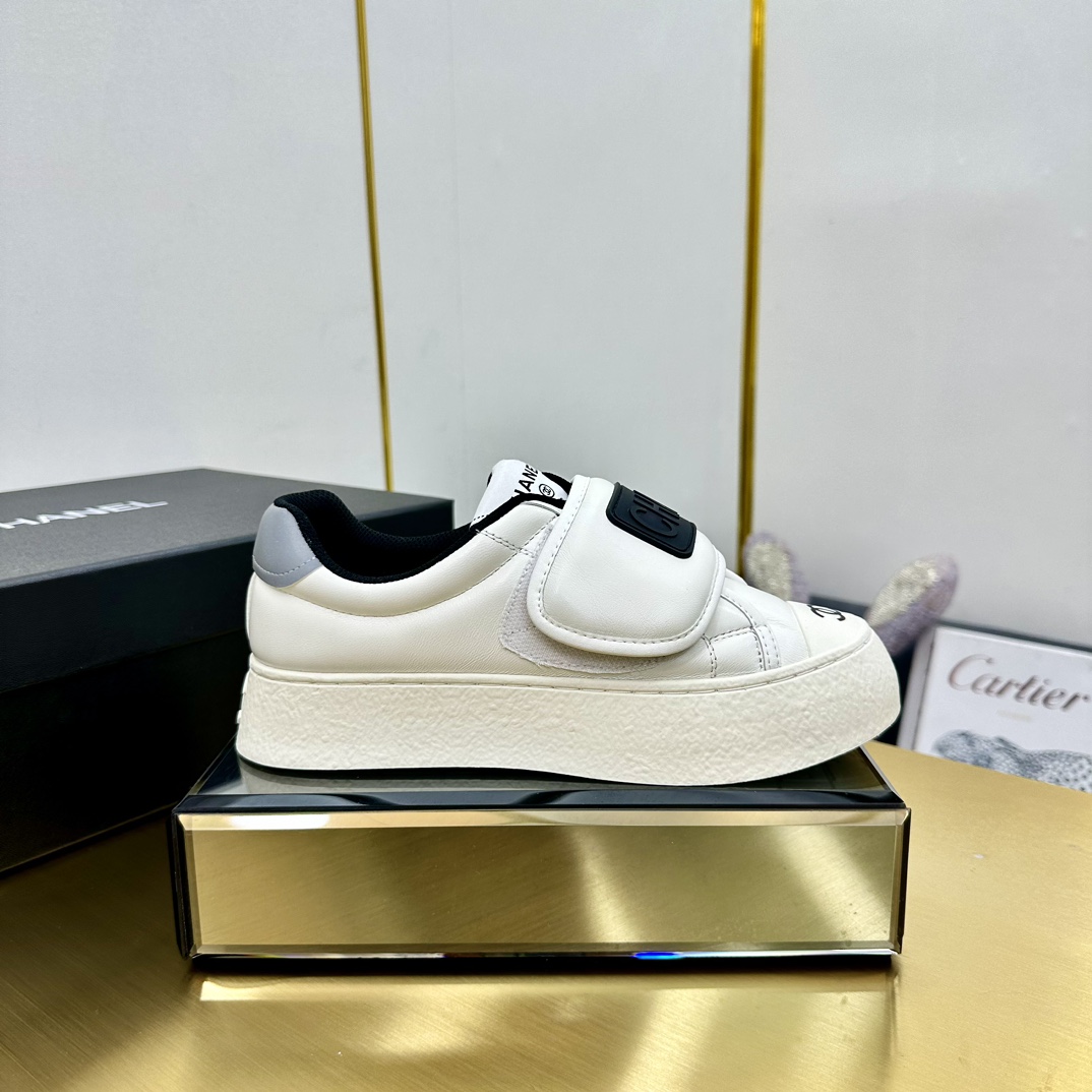 Chanel Skateboard Shoes Sneakers Black White Women Calfskin Cowhide Rubber Sheepskin TPU Casual