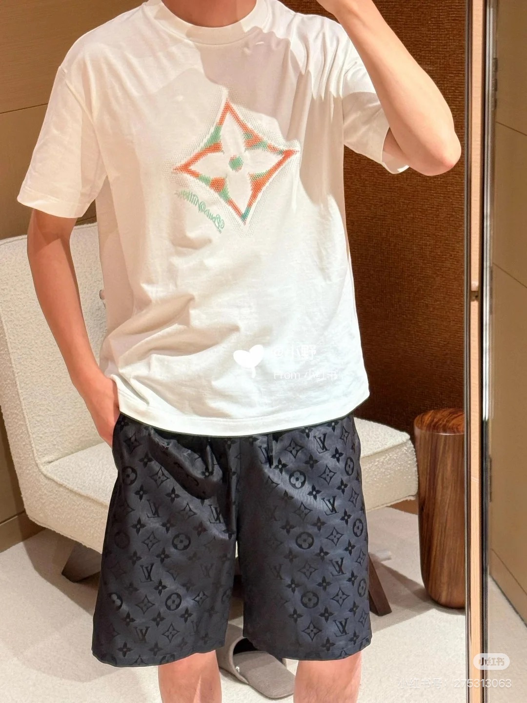 NO:161077,【Upper body picture】1v waist small mark full print jacquard shorts, shorts, alexander wang19860909【上身图】1v 腰小标满印提花短裤,,shorts,alexander wang,Men's clothing