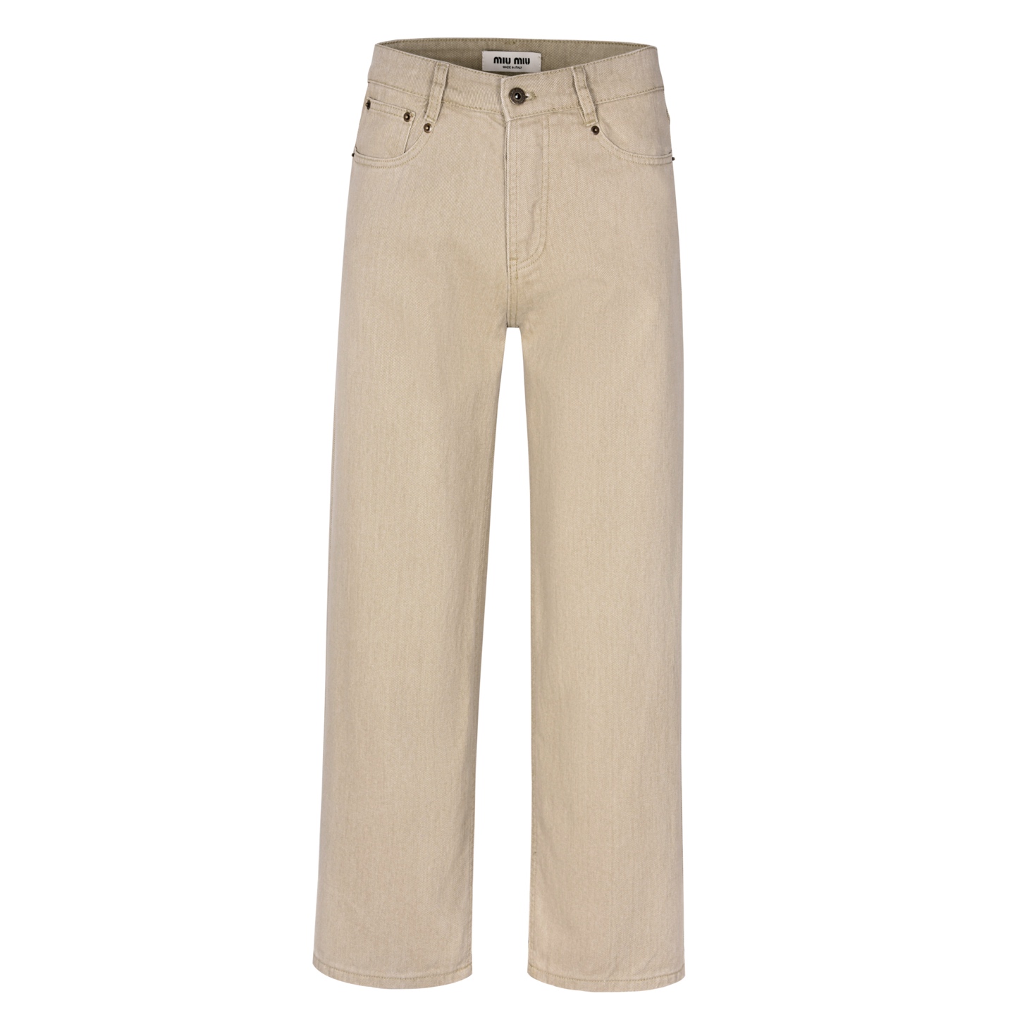 【Suministro exclusivo】 Pantalones rectos MiuMiu 24SS con logo y color liso, comprados originalmente por 16,800. La tela…