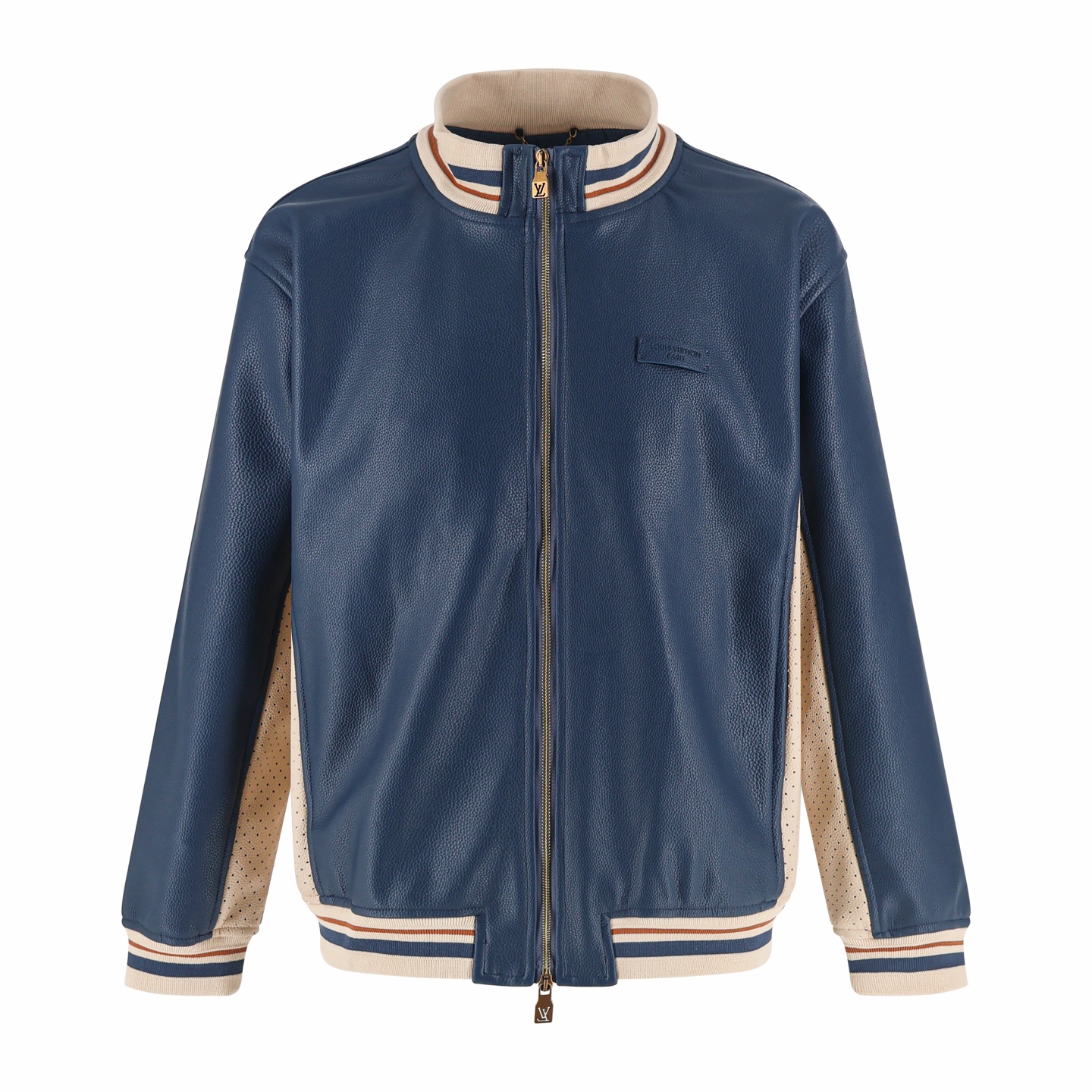 P355 1v驴 Chaqueta de béisbol de piel grano con paneles de contraste, tallas 46-52. Cuerpo principal de piel de vacuno g…