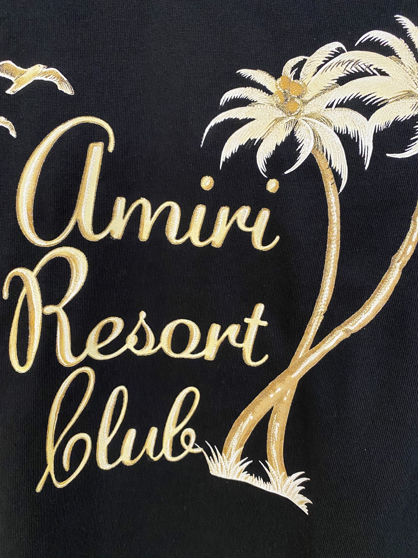 “88825SS Amiri Amir Heavy-Pound T-Shirt Suit with Stereo Printing in Black and White – Size Guide Included” - 图片 4