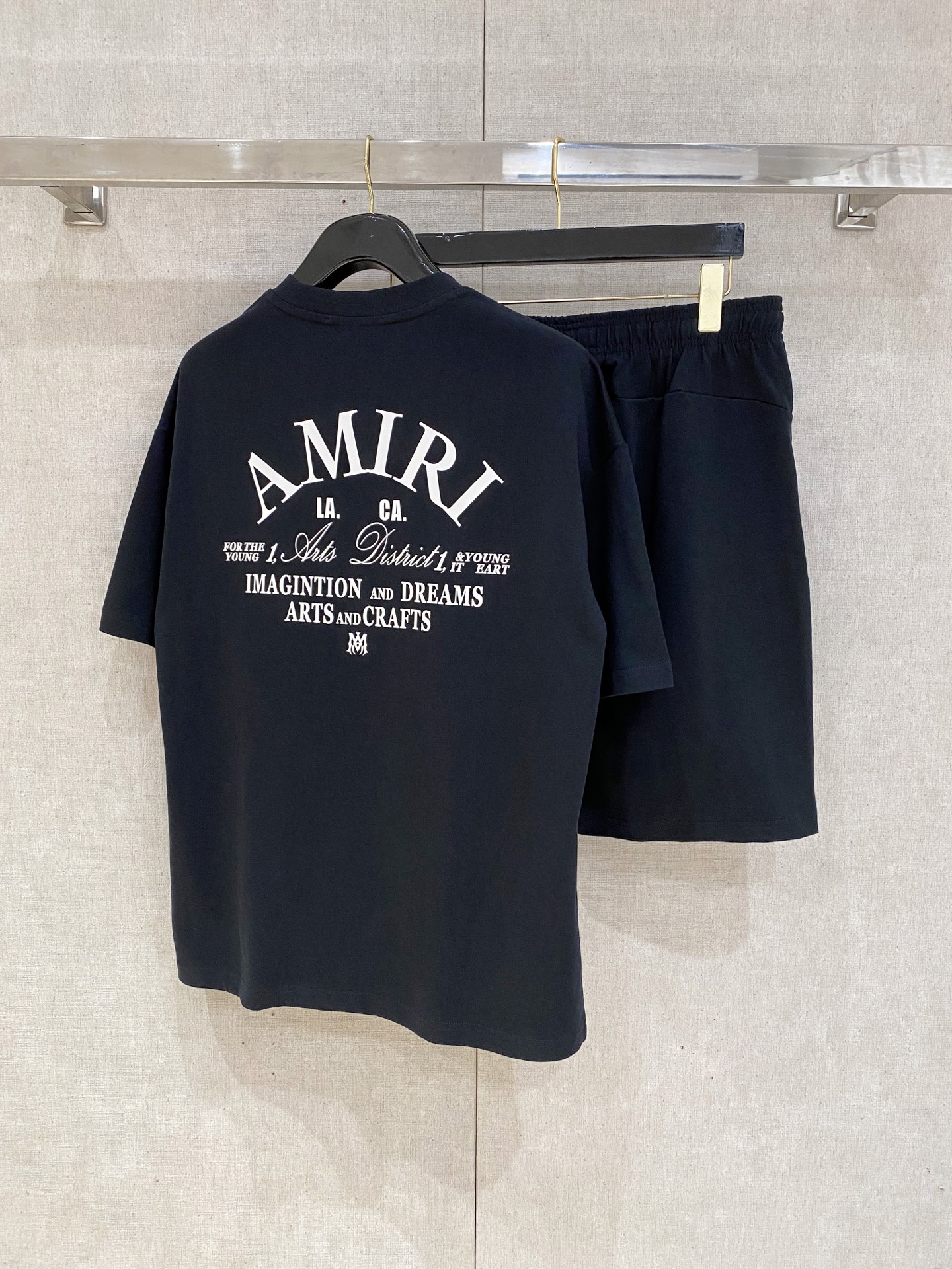 “330g Heavy-Pound Amiri Amir T-Shirts Suit | Stereo Printing | Gender-Neutral | Black & White | S-XL” - 图片 9