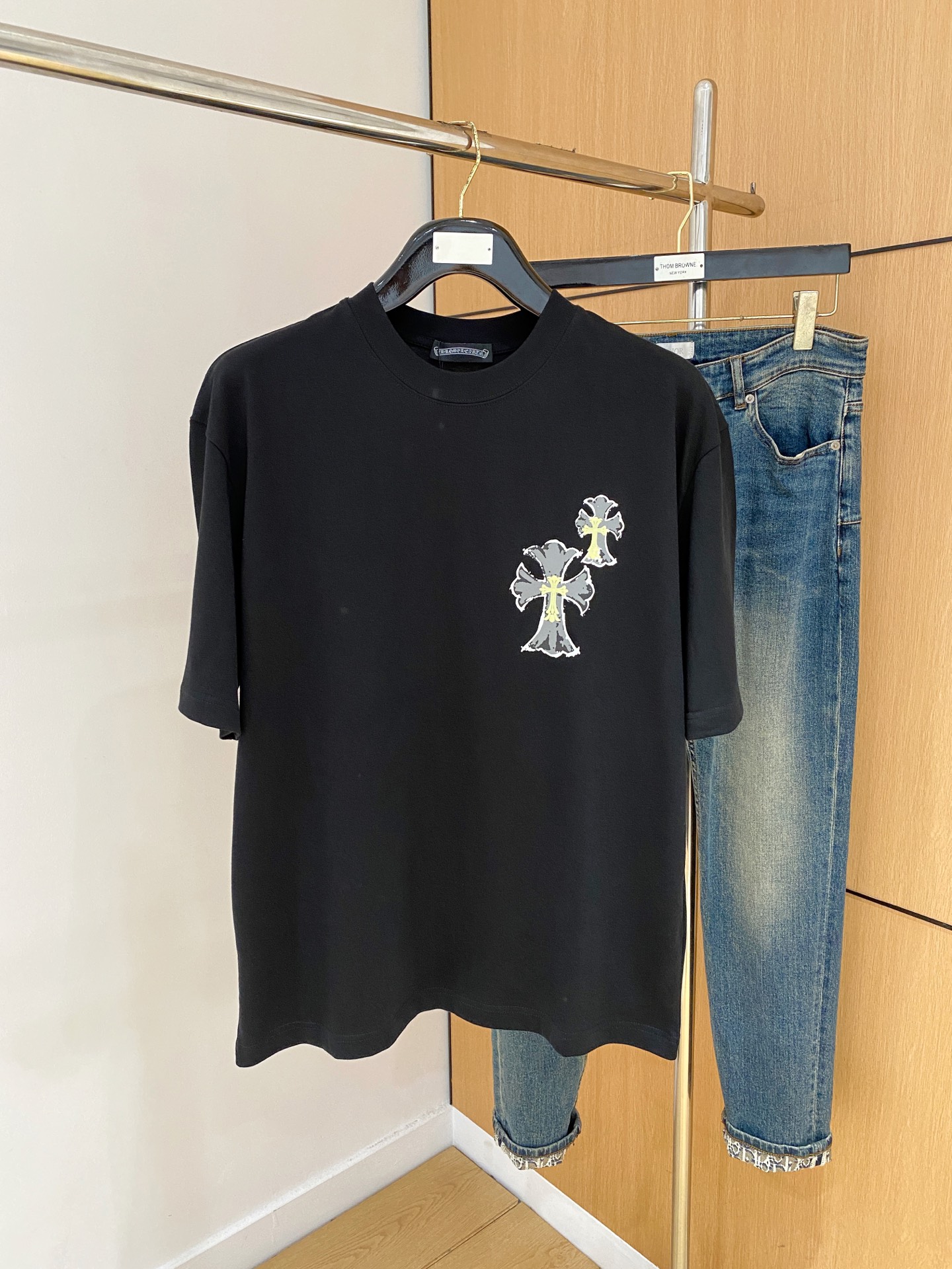 ss克罗心纯棉最新面料经典标识图案logo时尚简约潮流短袖，最顶级的品质专柜原单短袖，顶级制作工艺进口面