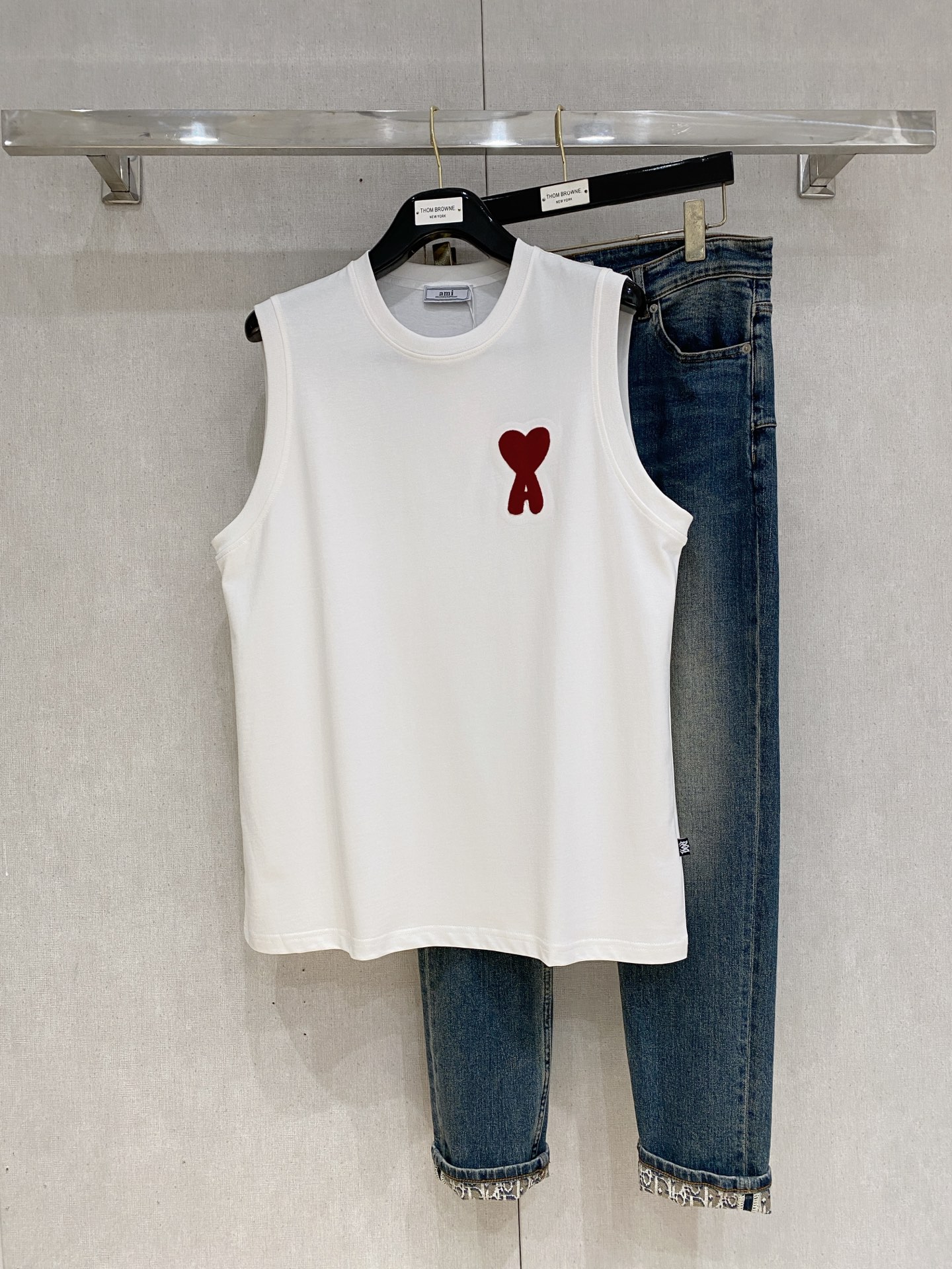 PAMi 25ss新款背心 领口和袖口增强螺纹不易变形🫠 领口包条螺纹、领脚标识logo侧麦！面料经洗水