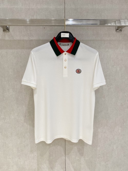 Gucci Men's White Polo Shirt with Signature Logo and Contrasting Collar 1 Gucci Men's White Polo Shirt with Signature Logo and Contrasting Collar