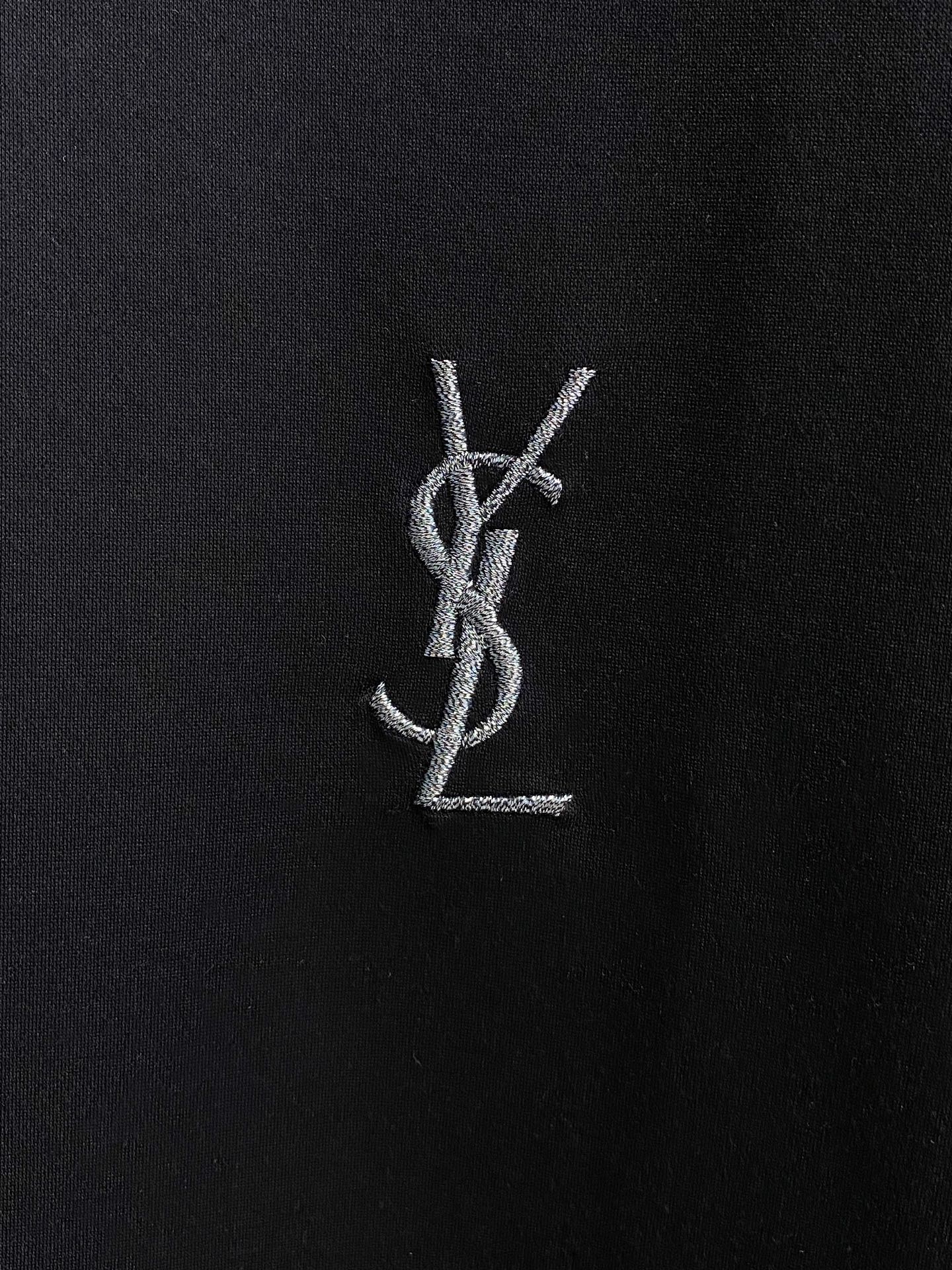  圣罗兰 2025春夏新款首发专柜最新款圆领短袖 高端订制 设计前卫时尚！品牌logo重工艺设计 高端定