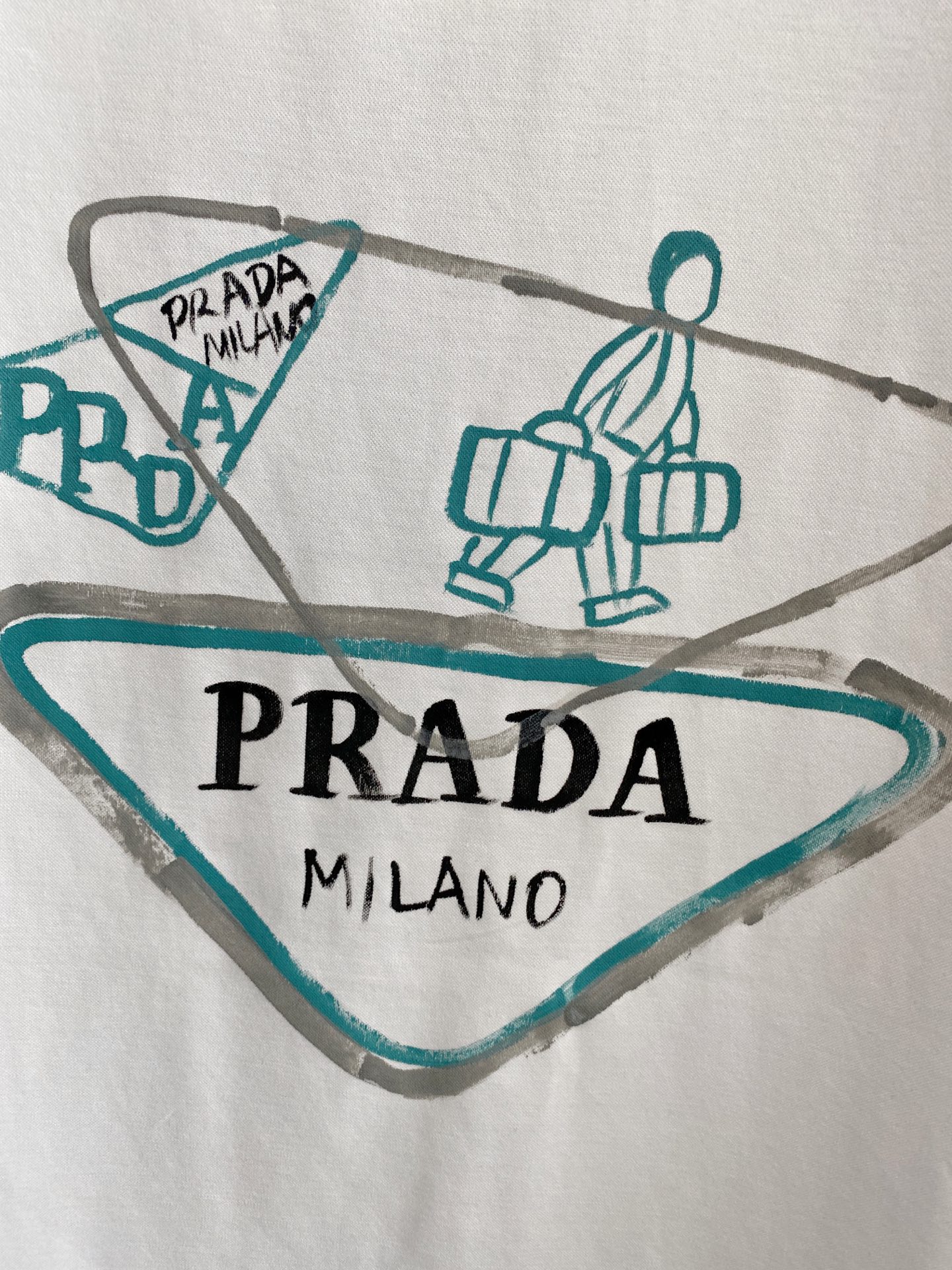  普拉达 2025春夏新款首发专柜最新款圆领短袖 高端订制 设计前卫时尚！品牌logo重工艺设计 高端定