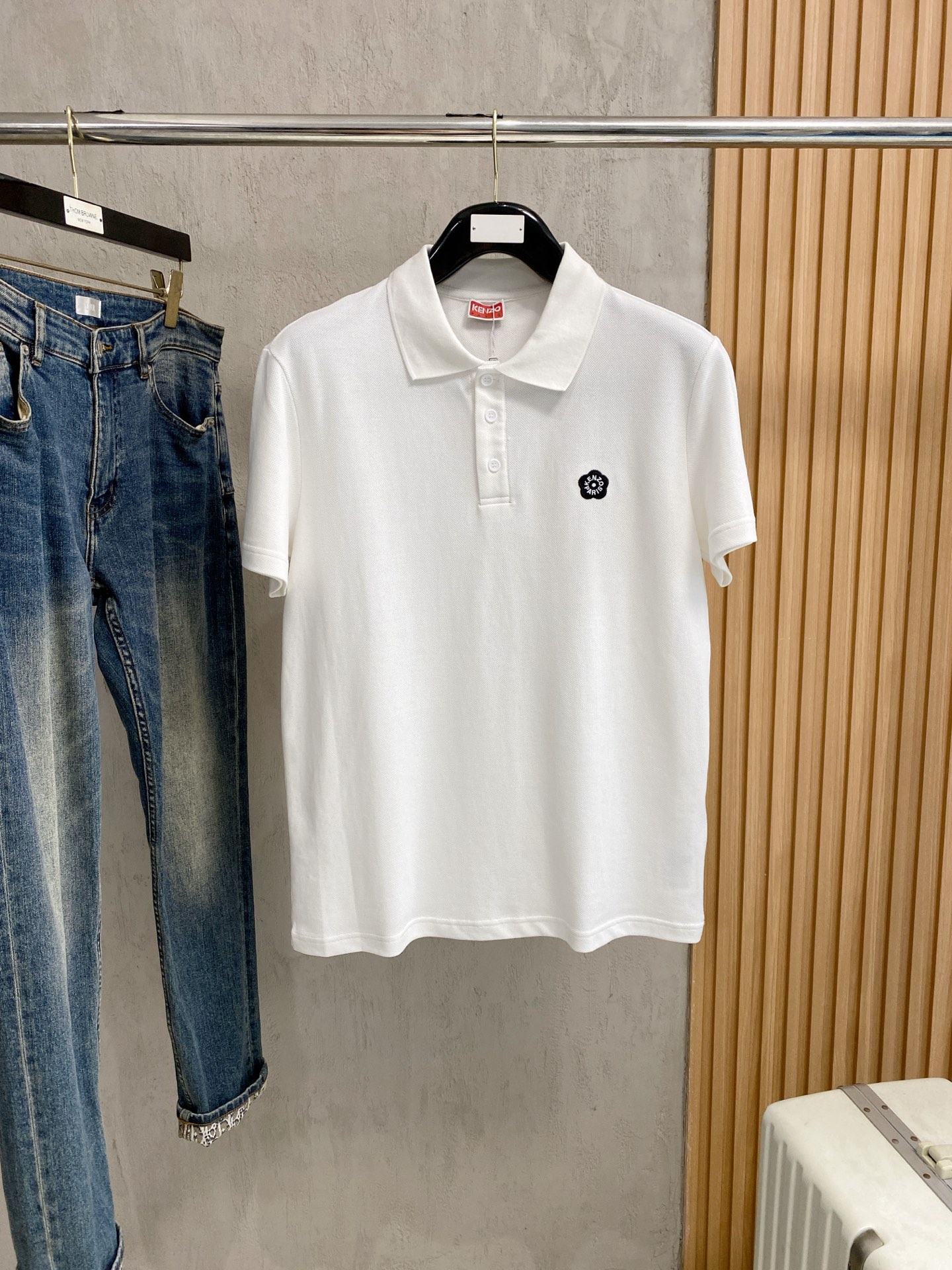 KENZO 2025SS White Polo Shirt with Floral Embroidery - Oversized Fit