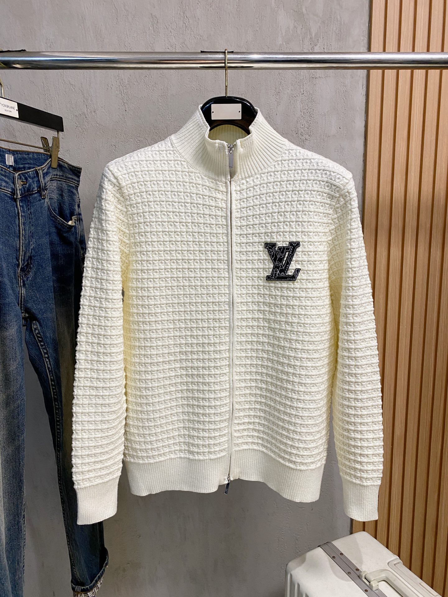 Louis Vuitton Wool-Blend Cardigan Sweater – Embroidered Logo, Comfortable Knit