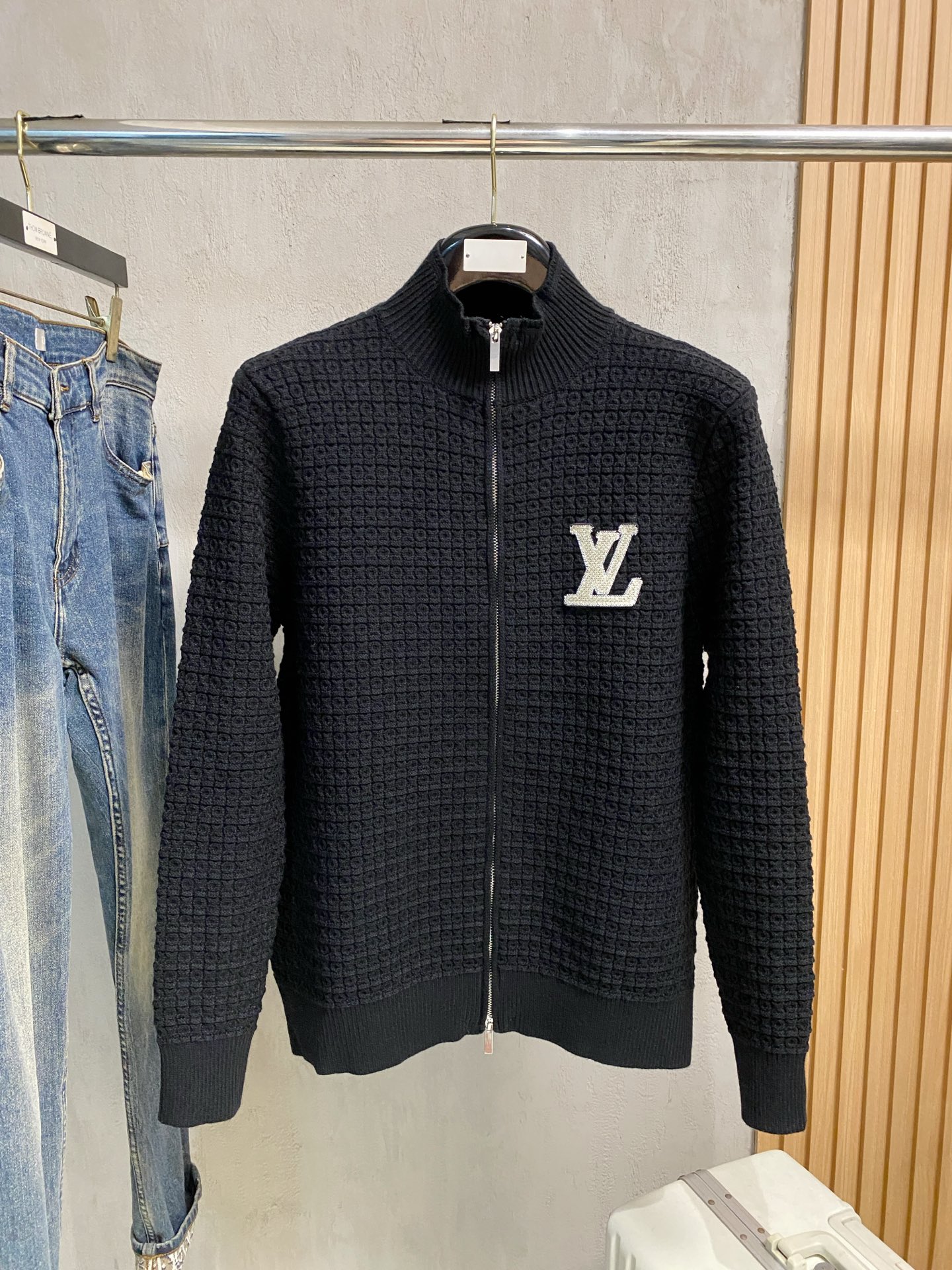 Louis Vuitton Wool-Blend Cardigan Sweater, Embroidered Logo, Fall/Winter Collection