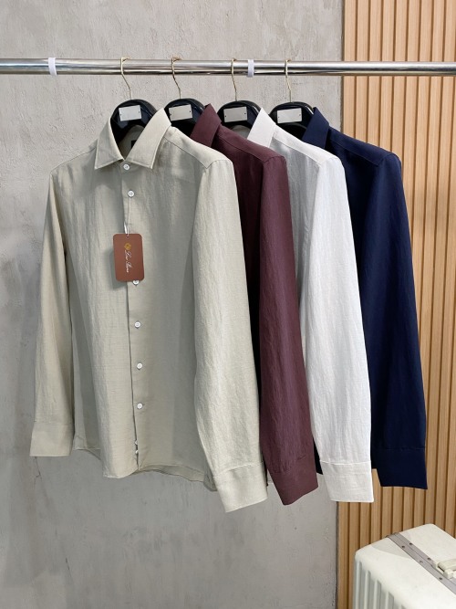 Loro Piana Men's 2025SS Long Sleeve Shirt - Embroidered Logo, Premium Cotton 4 Loro Piana Men's 2025SS Long Sleeve Shirt - Embroidered Logo, Premium Cotton