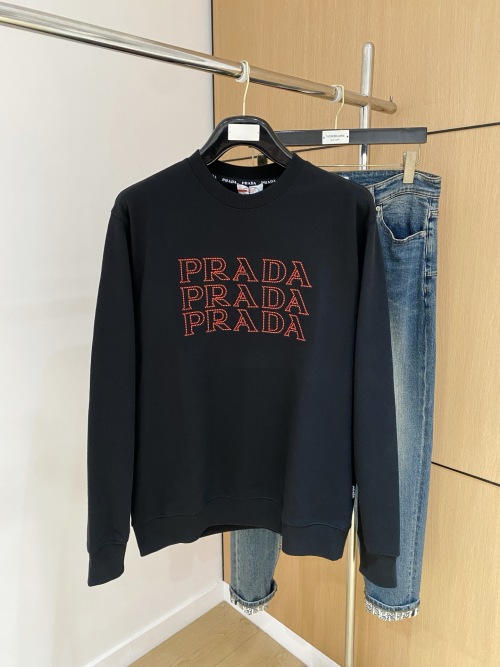 Prada Embroidered Logo Cotton Sweatshirt | Premium Quality Unisex Pullover 1 Prada Embroidered Logo Cotton Sweatshirt | Premium Quality Unisex Pullover