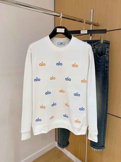 Alo Yoga Crew Neck Sweatshirt, Embroidered Logo, Long Sleeve Pullover 1 Alo Yoga Crew Neck Sweatshirt, Embroidered Logo, Long Sleeve Pullover
