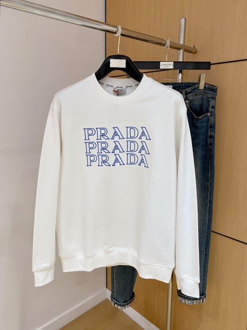 Prada 25SS Round Neck Sweatshirt, Embroidered Design, Unisex Style, M-3XL 4 Prada 25SS Round Neck Sweatshirt, Embroidered Design, Unisex Style, M-3XL