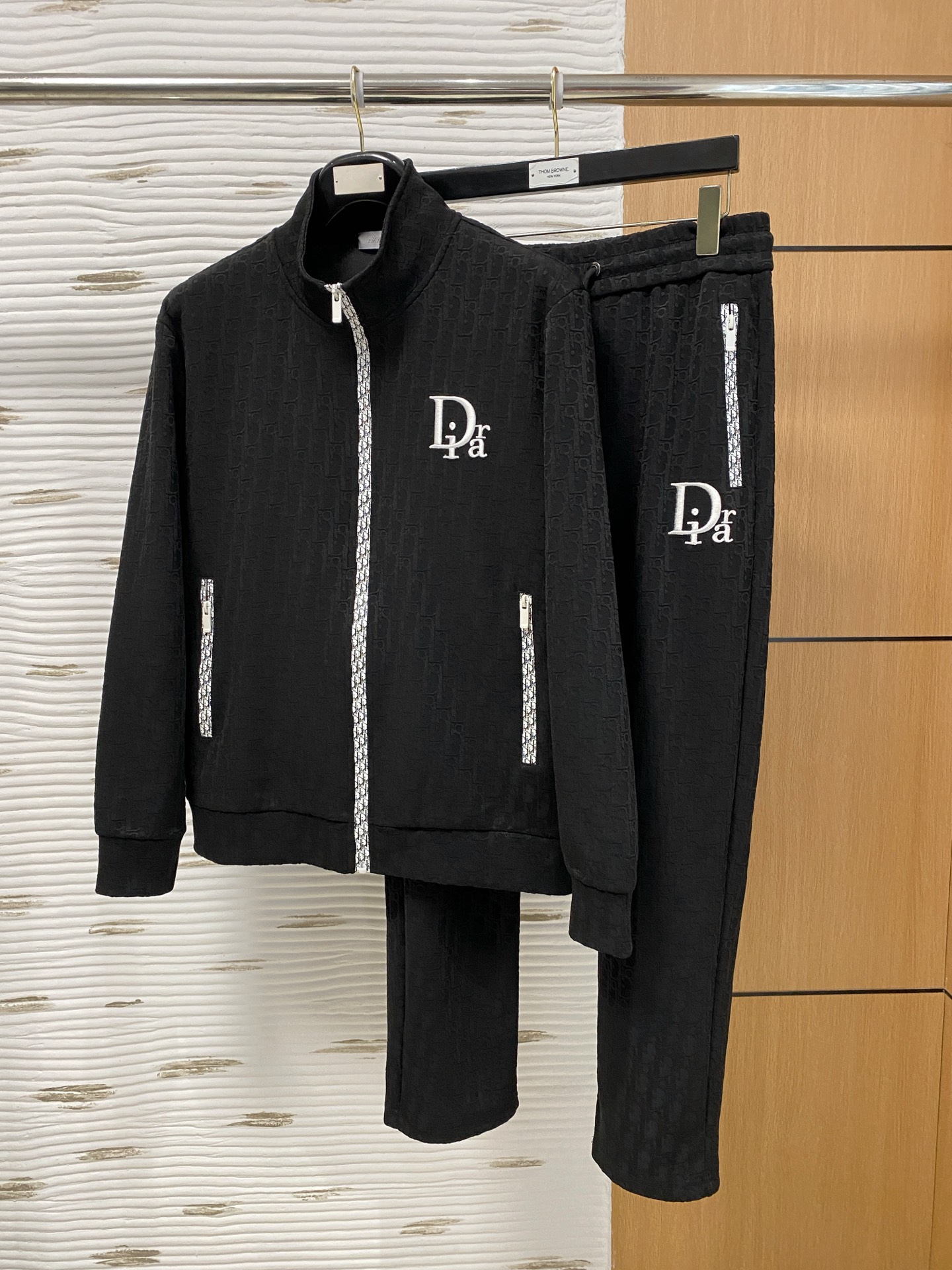 Dior Men's Black Cotton Blend Tracksuit with Signature Logo Embroidery