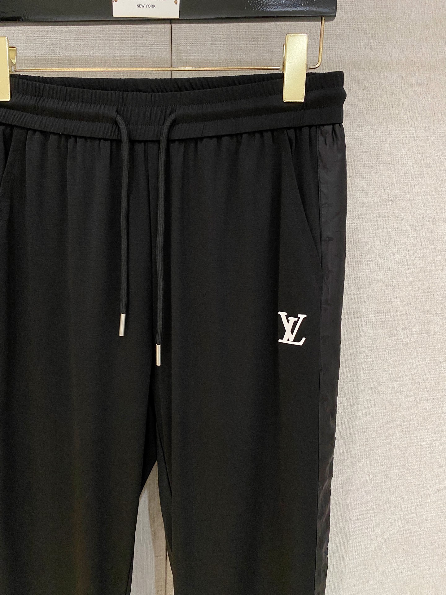 LV Black Embroidery Logo Tee Pants Set