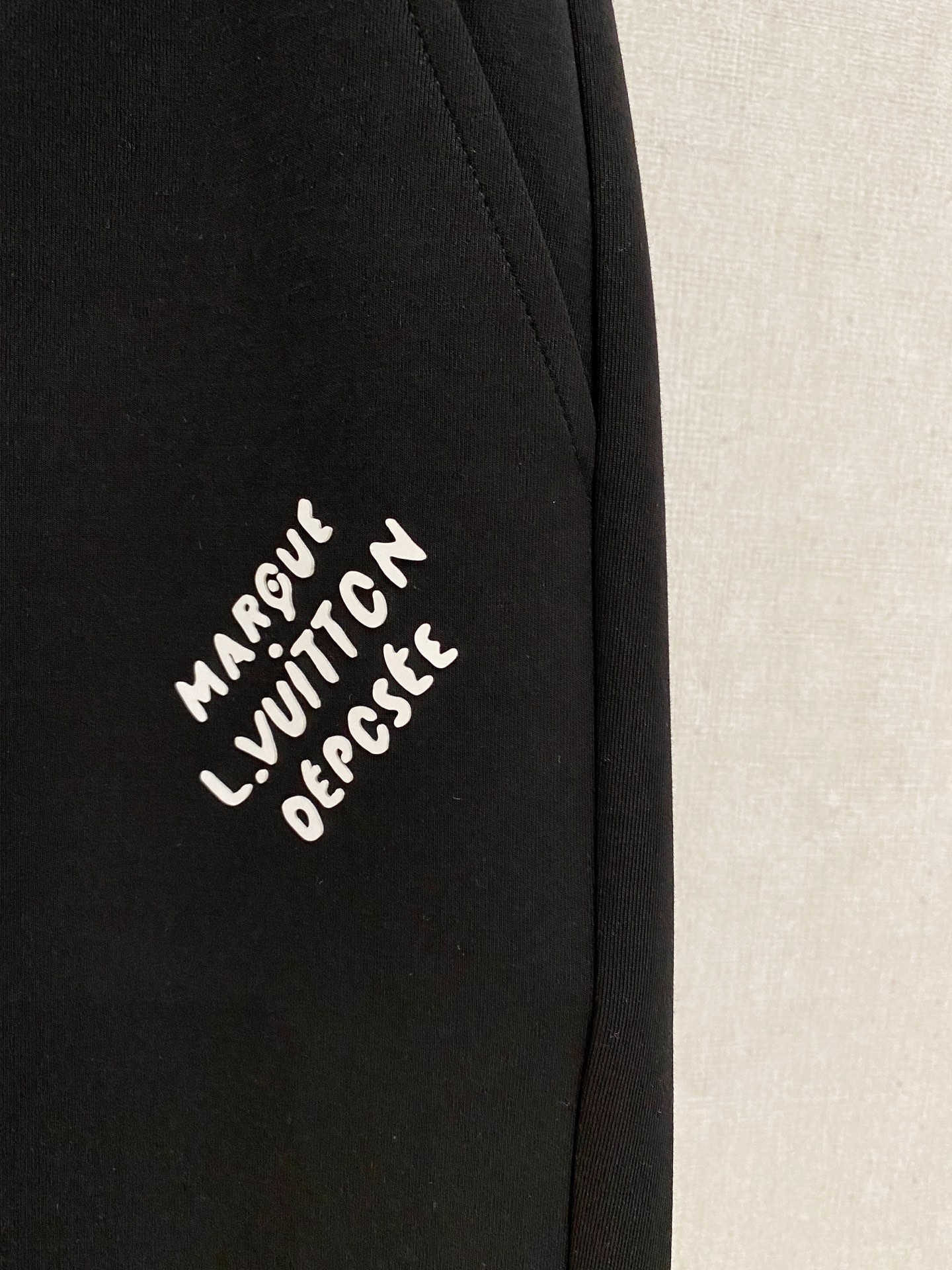 LV Black Letter Print Tee Shorts Set