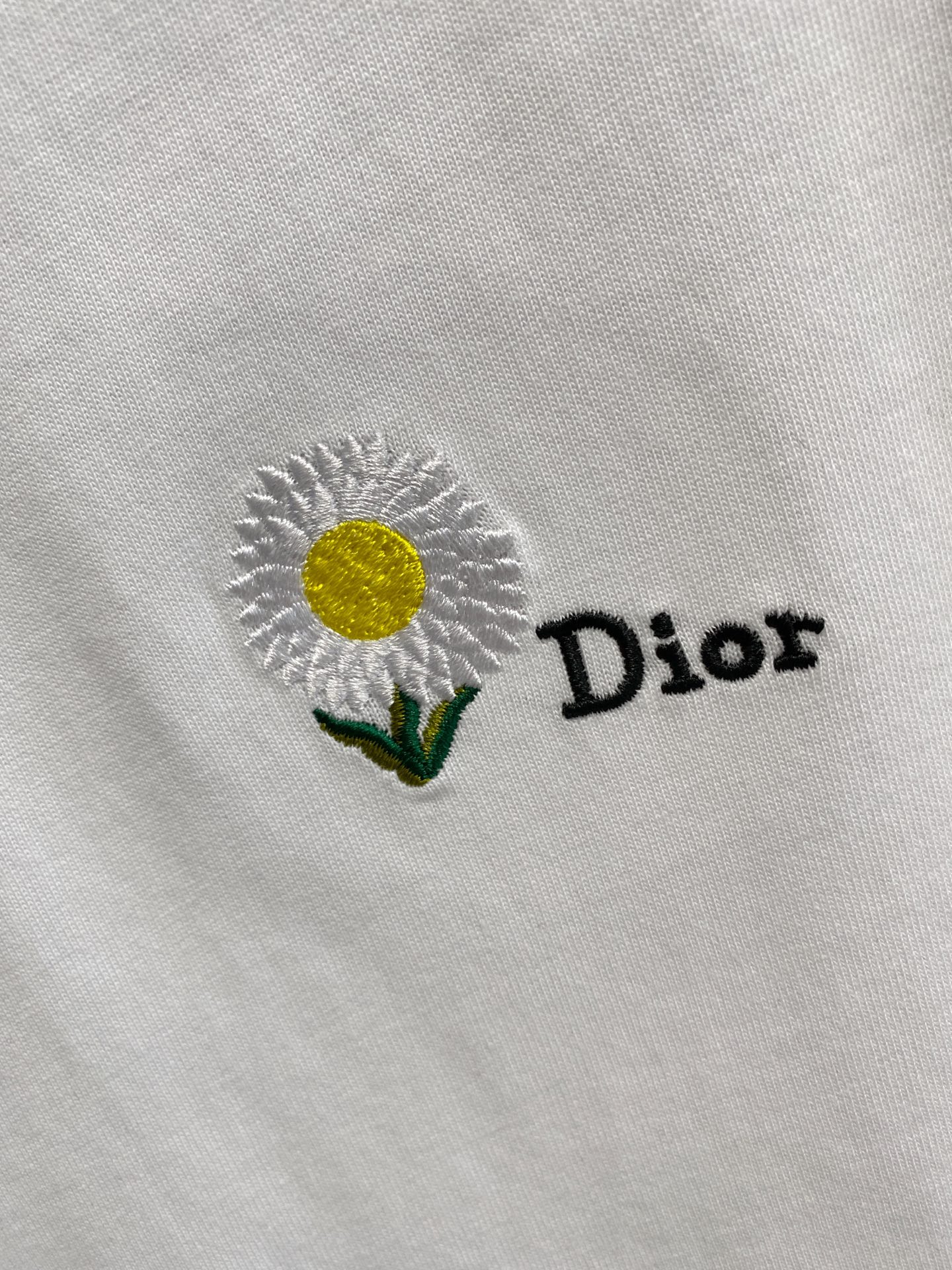 Dior Daisy Embroidery Short Sleeve T-Shirt