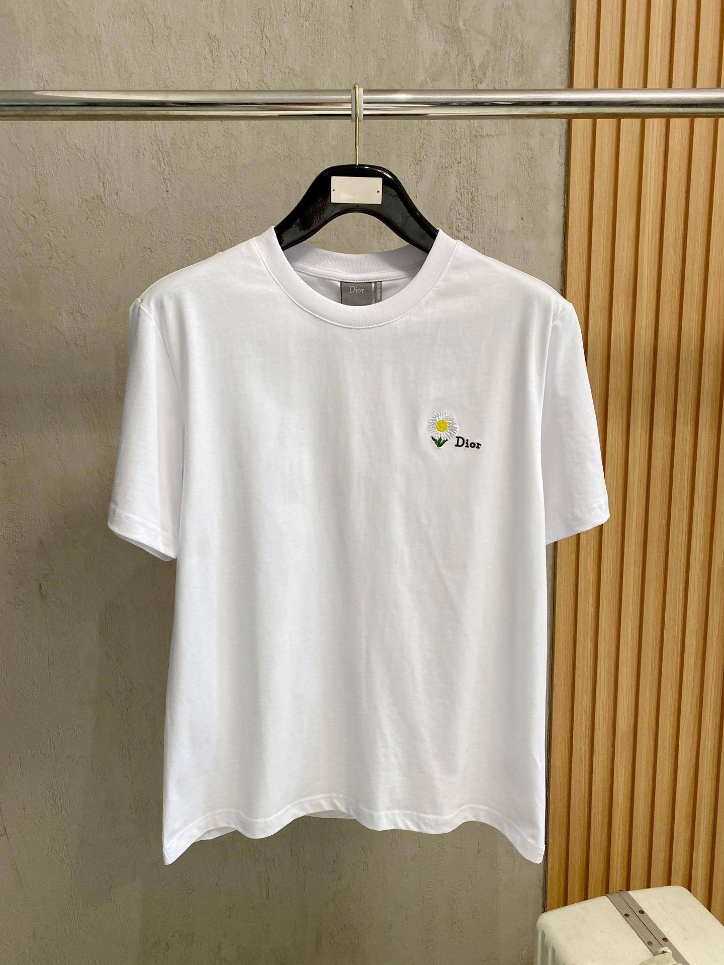 Dior Daisy Embroidery Short Sleeve T-Shirt