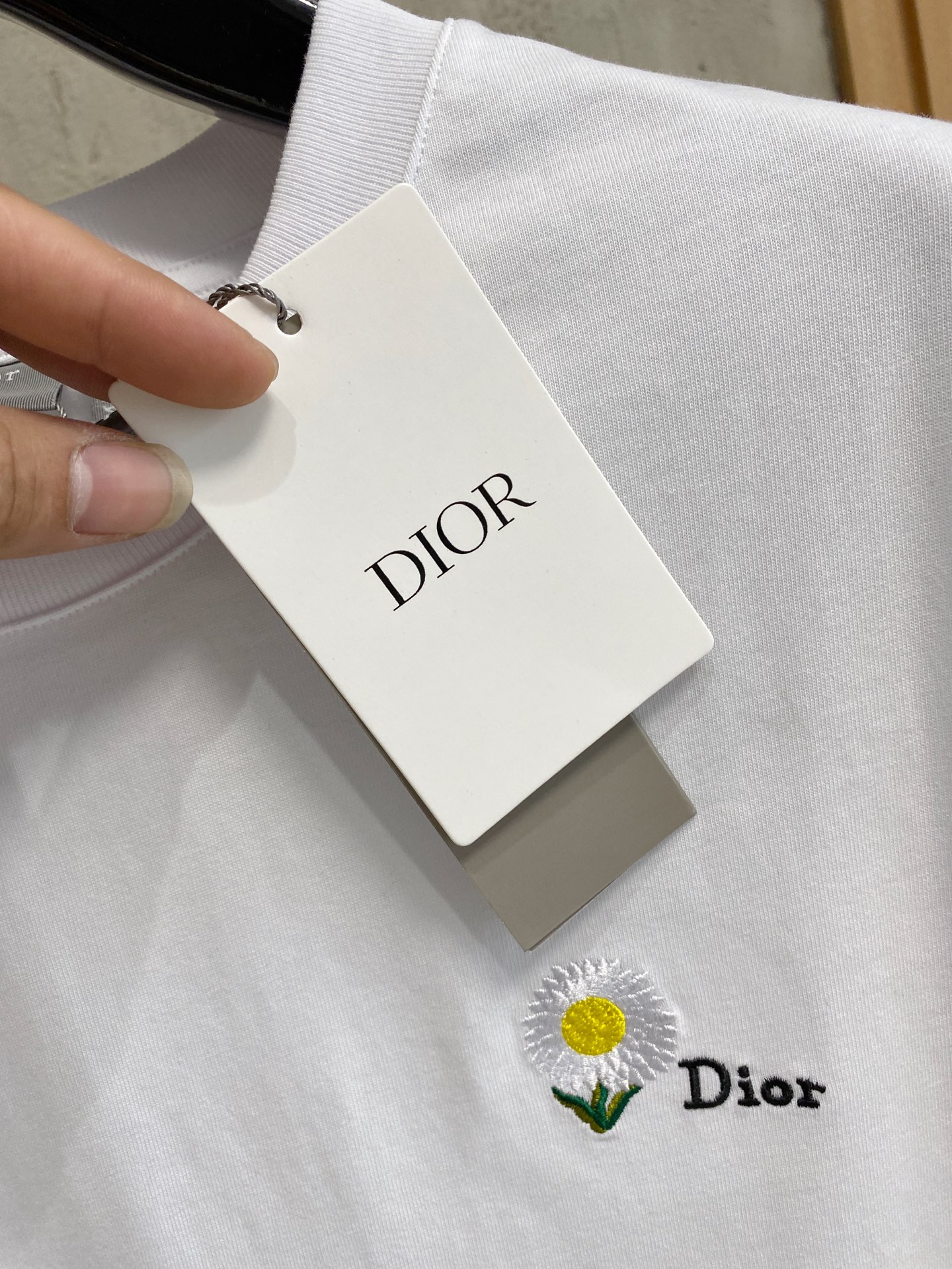 Dior Daisy Embroidery Short Sleeve T-Shirt