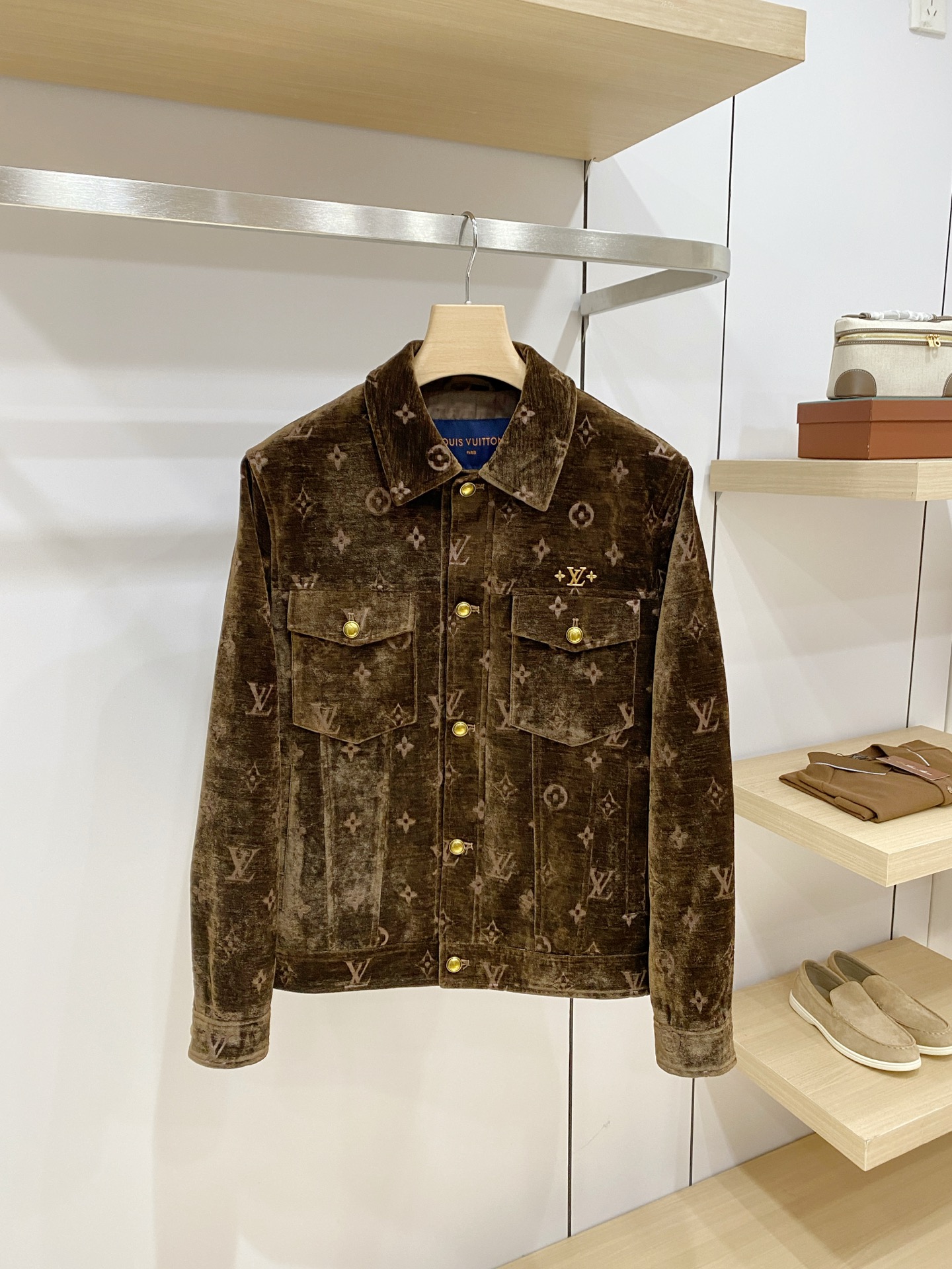 Louis Vuitton Brown Monogram Button Jacket