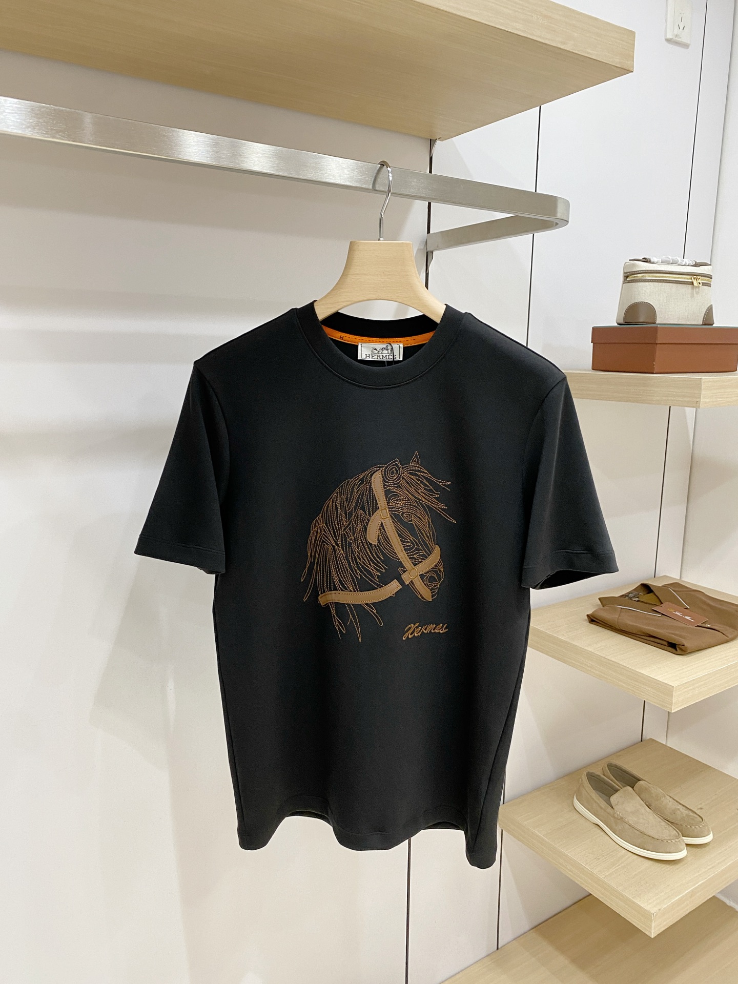 Hermes Black Horse Graphic T-Shirt