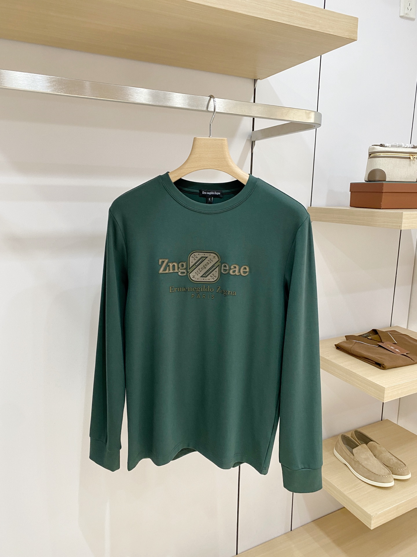 P 杰尼亚26ss秋季【新品】新款贸易订单圆领长袖打底衫长袖T恤网红款！上身舒适透气，不僵硬，整体有着丰富的立体感，品质