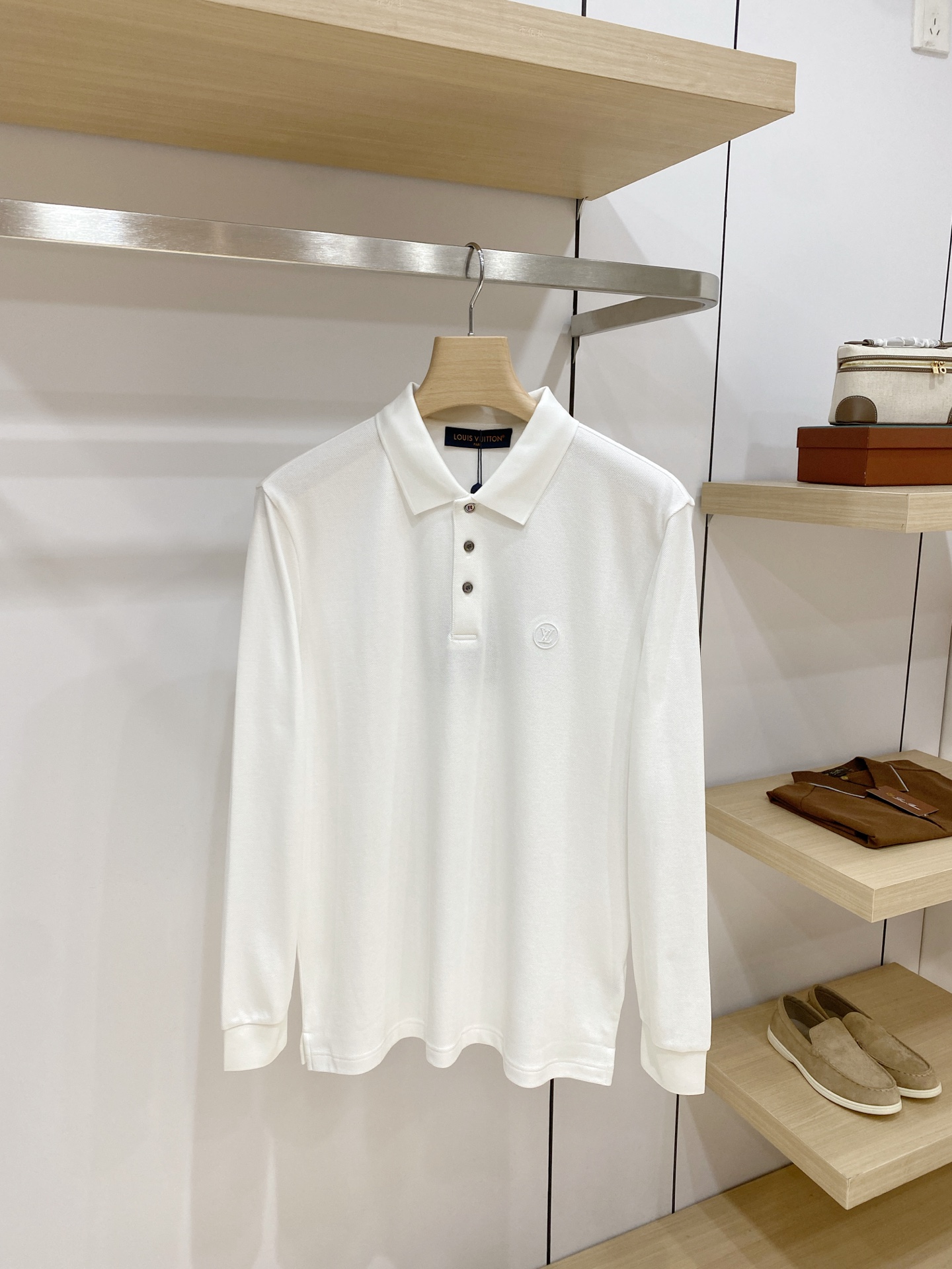 Louis Vuitton White Long Sleeve Polo Shirt