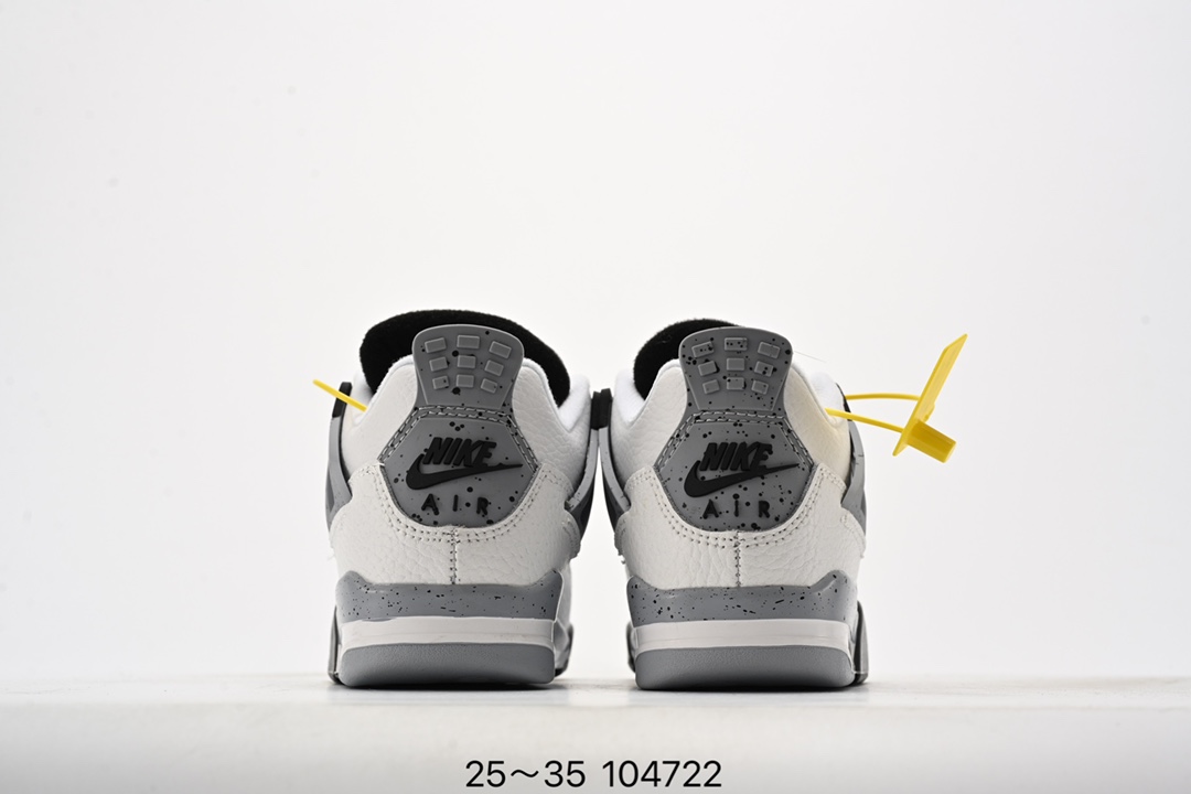 图片[7]-童鞋 耐克Nike Air Jordan 4 运动鞋 乔4 迈克尔·乔丹 AJ4代 中帮复古休闲运动文化篮球鞋。 秉承轻量化的速度型篮球鞋设计思想完成设计，降低重量的同时提升舒适度，中底延续前作使用了分离式后掌可视化 Air Sole气垫。鞋带孔和后跟鞋提以籃网为造型灵感，将篮球运动巧妙融入到鞋款的设计之中，使鞋身整体富有流动性、节奏感和优雅气质。 货号：308497 4029-选品中心