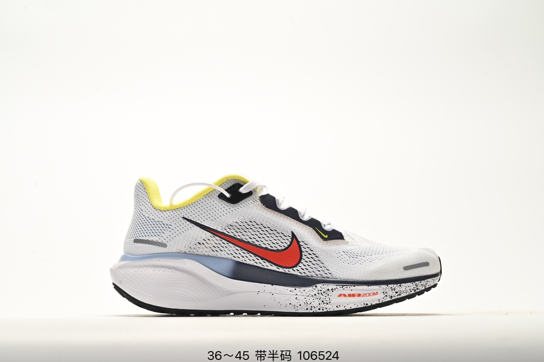 💰120 Nike「飞马新鞋」触感柔软，质感升级！随着“耐克「蓝图」系列”在巴黎的盛大发布，全新一代 登月41代 Nike Pegasus 41也正式登场啦！Nike Pegasus 41采用了全掌ReactX泡绵中底，前掌和后跟还配备了Air Zoom气垫单元，据说跑起来更快更舒适哦！这次最大的升级点，就是飞马系列首次引入了ReactX泡绵，听说相比React泡绵，能量回馈提升了整整13%哦！ 货号：FD2722 编码：106524