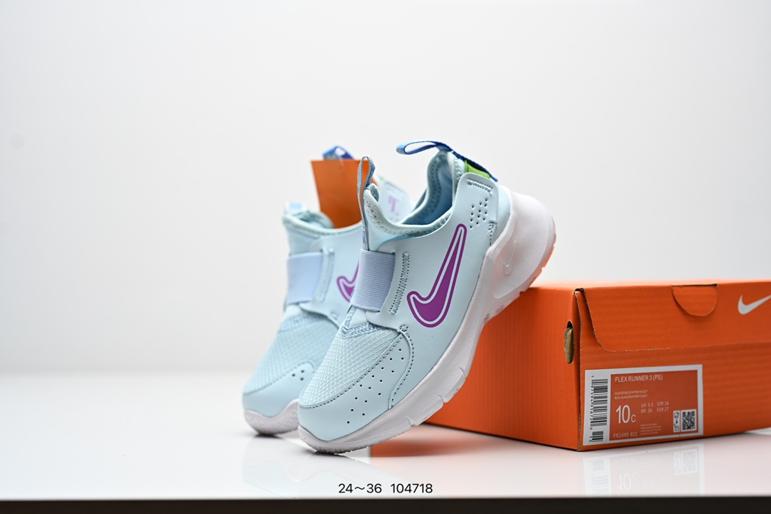 图片[4]-集合图 耐克NIKE FLEX RUNNER 婴童运动童鞋中童大童轻便透气舒适跑步鞋 一脚蹬 舒适非凡 FN1449 601 尺码：24 25 26 27 28 29 30 31 32 33 34 35 36 37-选品中心