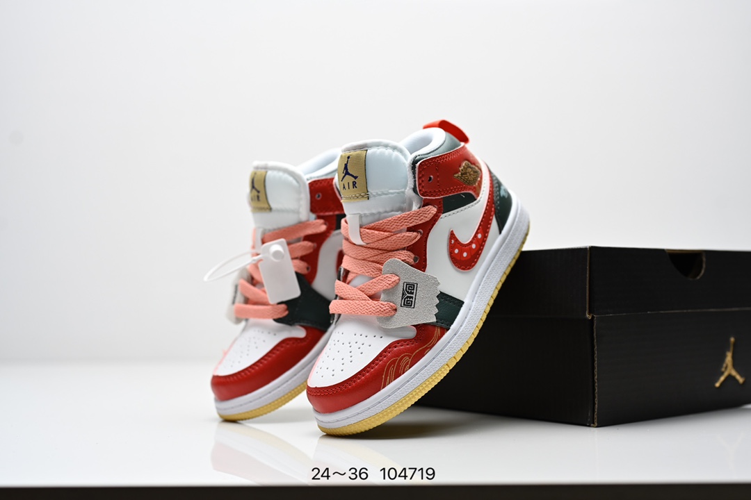 图片[2]-集合图 童鞋 Air Jordan 1 Mid SE AJ1乔丹中帮篮球鞋 红豆奶茶拼接原装原模大底 全鞋原厂定制皮料，手感细腻正确折边工艺 完美细节诠释 货号：DO7440-821 尺码：如图所示-选品中心