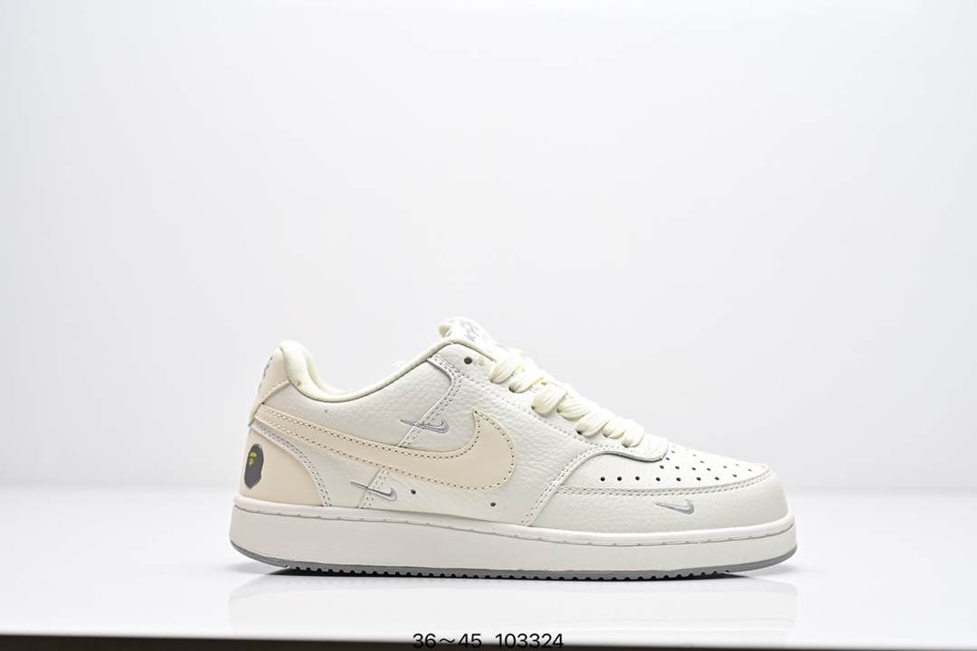  集合图💰220
耐克 Nike Court Borough Low 2（GS）小空军 低帮百搭透气休闲运动板鞋男女鞋。经典耐用的设计，兼顾舒适脚感和出众风范，演绎匠心之作。结构性的支撑贴合感结合复古篮球设计，塑就场外全明星风范。 
类型：男女鞋
货号：BQ5448
码数：36～45
编码：103324