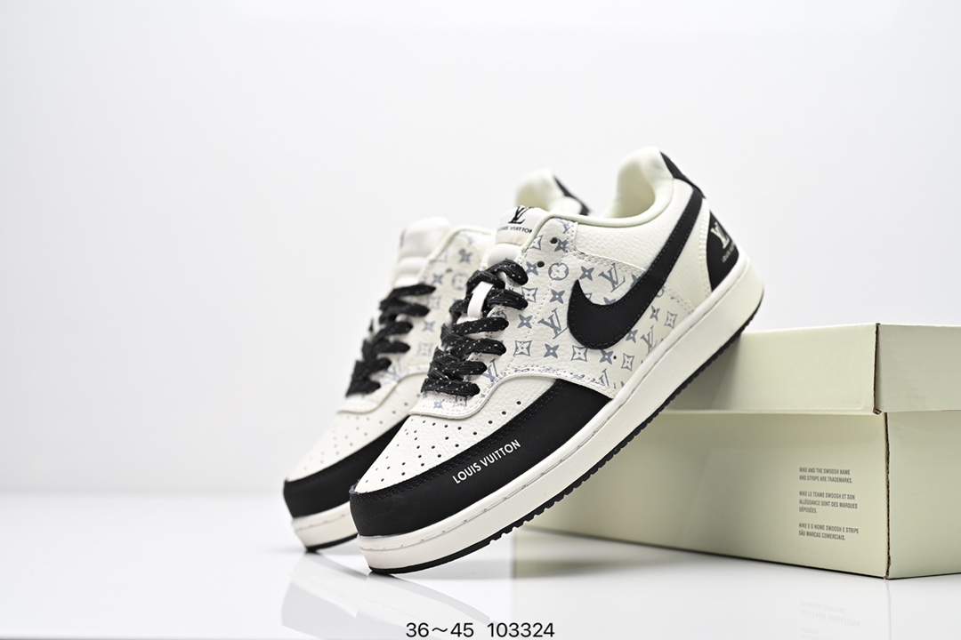 集合图💰220
耐克 Nike Court Borough Low 2（GS）小空军 低帮百搭透气休闲运动板鞋男女鞋。经典耐用的设计，兼顾舒适脚感和出众风范，演绎匠心之作。结构性的支撑贴合感结合复古篮球设计，塑就场外全明星风范。 
类型：男女鞋
货号：BQ5448
码数：36～45
编码：103324