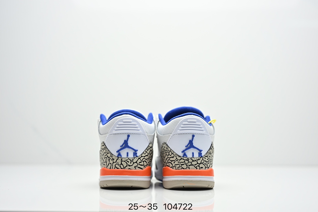 图片[8]-童鞋Air Jordan 3 Retro 复刻白水泥 AJ3 乔丹3代 aj3 乔3 经典复刻白水泥 乔丹篮球鞋系列 鞋身以白色为主调，采用优质皮革材质搭配鞋头及后跟处的经典元素爆裂纹，搭配灰色外底，简约而不失活力，纯色鞋身也很好地渲染了其不凡的质感。至于细节，该鞋款后跟处的Jumpman Logo同样采用黑色打造，鞋口及鞋面则添加了透气孔设计，更适合炎热的夏日。 货号：DN3707-100 尺码：如图所示-选品中心