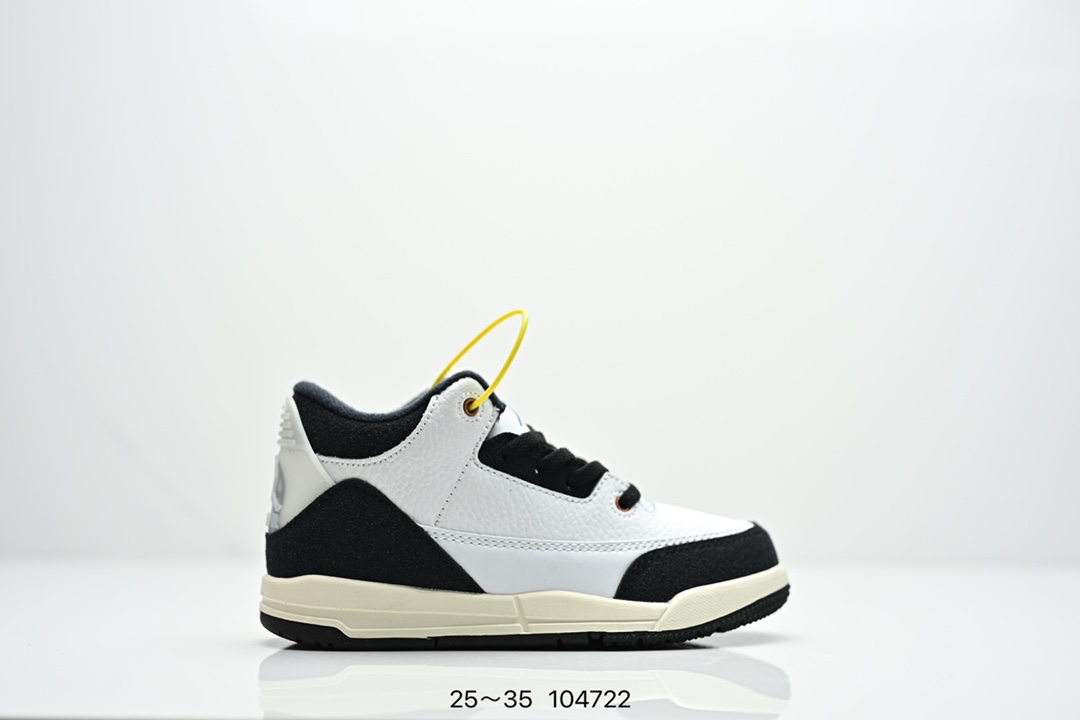 童鞋Air Jordan 3 Retro 复刻白水泥 AJ3 乔丹3代 aj3 乔3 经典复刻白水泥 乔丹篮球鞋系列 鞋身以白色为主调，采用优质皮革材质搭配鞋头及后跟处的经典元素爆裂纹，搭配灰色外底，简约而不失活力，纯色鞋身也很好地渲染了其不凡的质感。至于细节，该鞋款后跟处的Jumpman Logo同样采用黑色打造，鞋口及鞋面则添加了透气孔设计，更适合炎热的夏日。 货号：DN3707-100 尺码：如图所示-选品中心