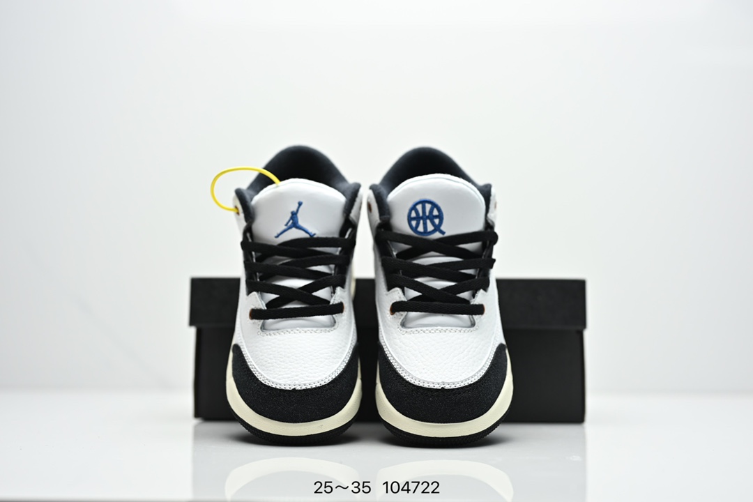 图片[8]-童鞋Air Jordan 3 Retro 复刻白水泥 AJ3 乔丹3代 aj3 乔3 经典复刻白水泥 乔丹篮球鞋系列 鞋身以白色为主调，采用优质皮革材质搭配鞋头及后跟处的经典元素爆裂纹，搭配灰色外底，简约而不失活力，纯色鞋身也很好地渲染了其不凡的质感。至于细节，该鞋款后跟处的Jumpman Logo同样采用黑色打造，鞋口及鞋面则添加了透气孔设计，更适合炎热的夏日。 货号：DN3707-100 尺码：如图所示-选品中心