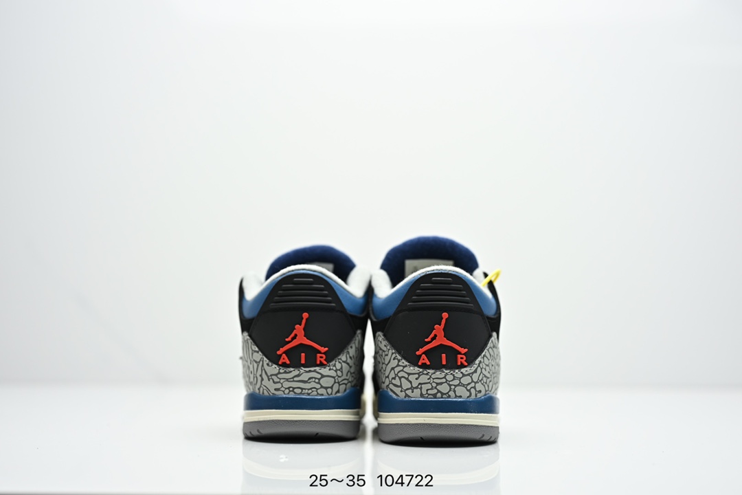 图片[7]-童鞋Air Jordan 3 Retro 复刻白水泥 AJ3 乔丹3代 aj3 乔3 经典复刻白水泥 乔丹篮球鞋系列 鞋身以白色为主调，采用优质皮革材质搭配鞋头及后跟处的经典元素爆裂纹，搭配灰色外底，简约而不失活力，纯色鞋身也很好地渲染了其不凡的质感。至于细节，该鞋款后跟处的Jumpman Logo同样采用黑色打造，鞋口及鞋面则添加了透气孔设计，更适合炎热的夏日。 货号：DN3707-100 尺码：如图所示-选品中心