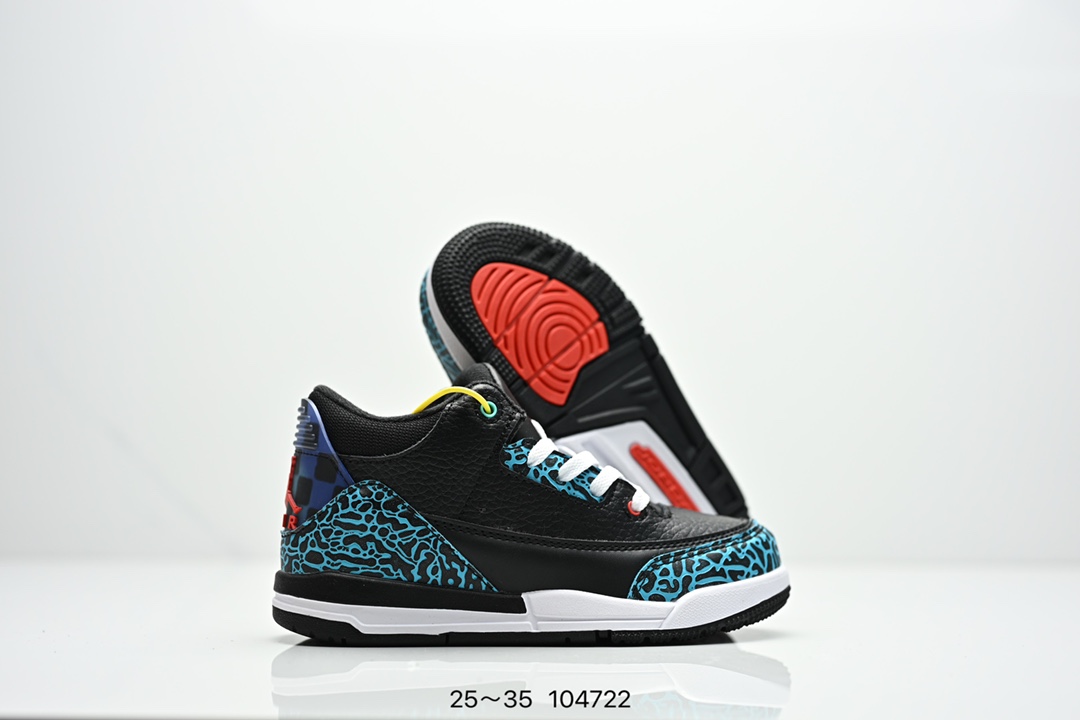 图片[6]-童鞋Air Jordan 3 Retro 复刻白水泥 AJ3 乔丹3代 aj3 乔3 经典复刻白水泥 乔丹篮球鞋系列 鞋身以白色为主调，采用优质皮革材质搭配鞋头及后跟处的经典元素爆裂纹，搭配灰色外底，简约而不失活力，纯色鞋身也很好地渲染了其不凡的质感。至于细节，该鞋款后跟处的Jumpman Logo同样采用黑色打造，鞋口及鞋面则添加了透气孔设计，更适合炎热的夏日。 货号：DN3707-100 尺码：如图所示-选品中心