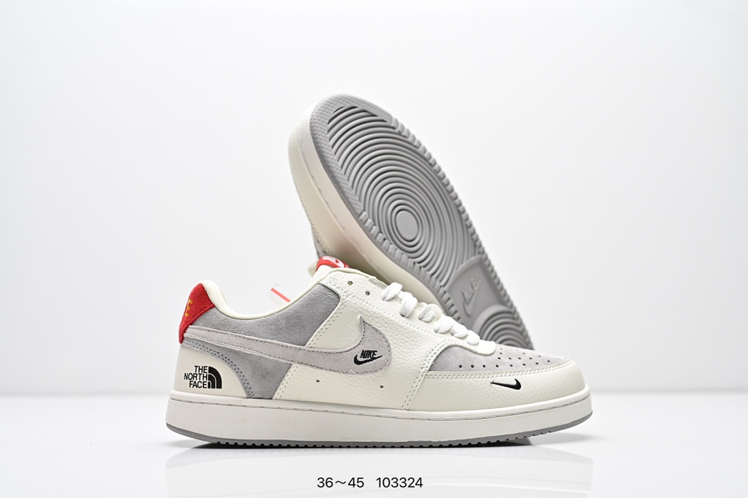 💰160
公司级✅NIKE COURT VISION LO联名 低帮百搭 透气休闲运动板鞋 
兼顾舒适脚感和出众风范 演绎匠心之作 结构性的支撑贴合感结合复古篮球设计 
电绣工艺 皮料切割干净无任何毛边 细节完美
货号:FD5188-103
尺码:36-45
编号：103324
