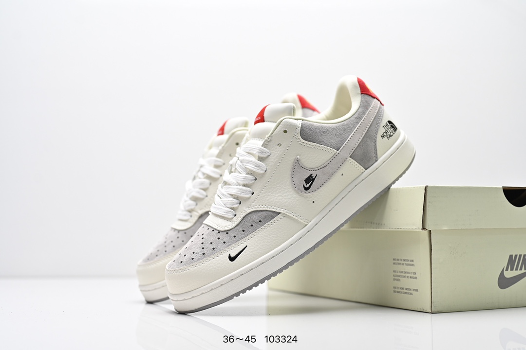 💰160
公司级✅NIKE COURT VISION LO联名 低帮百搭 透气休闲运动板鞋 
兼顾舒适脚感和出众风范 演绎匠心之作 结构性的支撑贴合感结合复古篮球设计 
电绣工艺 皮料切割干净无任何毛边 细节完美
货号:FD5188-103
尺码:36-45
编号：103324
