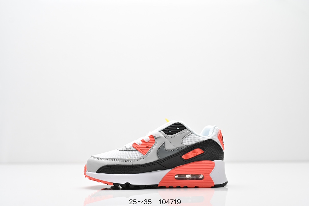 图片[3]-耐克 Nike Air Max 90童鞋后半掌气垫缓震运动鞋时尚男女士跑步鞋 。作为 Nike 休闲型 Air Max 鞋款，Nike Air Max 270 运动鞋为你带来时尚舒适的穿着感受和出众格调。鞋款设计灵感源自 Air Max 经典，搭配大型窗口和新颖配色，彰显 Nike 的出众创新。Max Air 270 缓震配置，缔造非凡舒适的日常穿着体验，织物与合成材质组合鞋面，打造轻盈贴合感和透气感受，泡绵中底，柔软舒适。弹性内衬和靴式设计，打造个性化贴合感，外底搭配橡胶设计，塑就强劲抓地力与出色耐穿性，合成材质与织物组合设计，提拉设计。 货号：AH8050 尺码：25～35-选品中心
