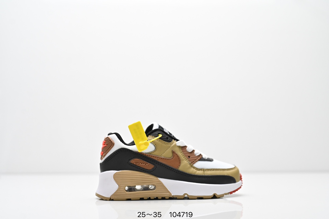 耐克 Nike Air Max 90童鞋后半掌气垫缓震运动鞋时尚男女士跑步鞋 。作为 Nike 休闲型 Air Max 鞋款，Nike Air Max 270 运动鞋为你带来时尚舒适的穿着感受和出众格调。鞋款设计灵感源自 Air Max 经典，搭配大型窗口和新颖配色，彰显 Nike 的出众创新。Max Air 270 缓震配置，缔造非凡舒适的日常穿着体验，织物与合成材质组合鞋面，打造轻盈贴合感和透气感受，泡绵中底，柔软舒适。弹性内衬和靴式设计，打造个性化贴合感，外底搭配橡胶设计，塑就强劲抓地力与出色耐穿性，合成材质与织物组合设计，提拉设计。 货号：AH8050 尺码：25～35-选品中心