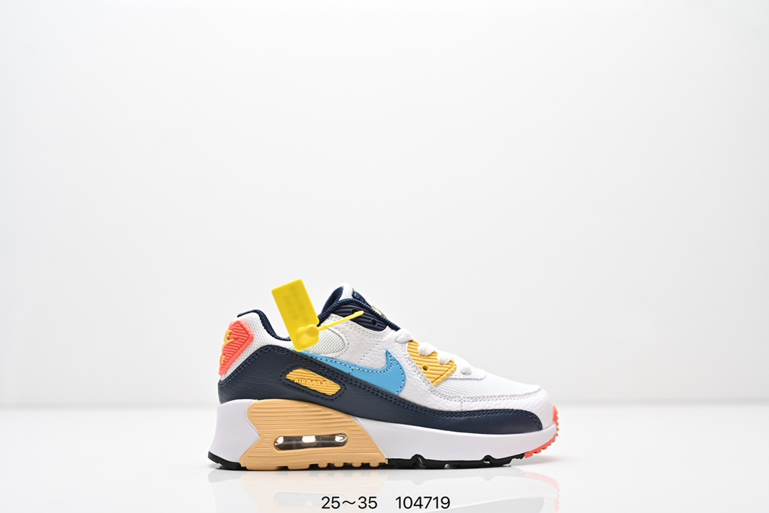 耐克 Nike Air Max 90童鞋后半掌气垫缓震运动鞋时尚男女士跑步鞋 。作为 Nike 休闲型 Air Max 鞋款，Nike Air Max 270 运动鞋为你带来时尚舒适的穿着感受和出众格调。鞋款设计灵感源自 Air Max 经典，搭配大型窗口和新颖配色，彰显 Nike 的出众创新。Max Air 270 缓震配置，缔造非凡舒适的日常穿着体验，织物与合成材质组合鞋面，打造轻盈贴合感和透气感受，泡绵中底，柔软舒适。弹性内衬和靴式设计，打造个性化贴合感，外底搭配橡胶设计，塑就强劲抓地力与出色耐穿性，合成材质与织物组合设计，提拉设计。 货号：AH8050 尺码：25～35-选品中心